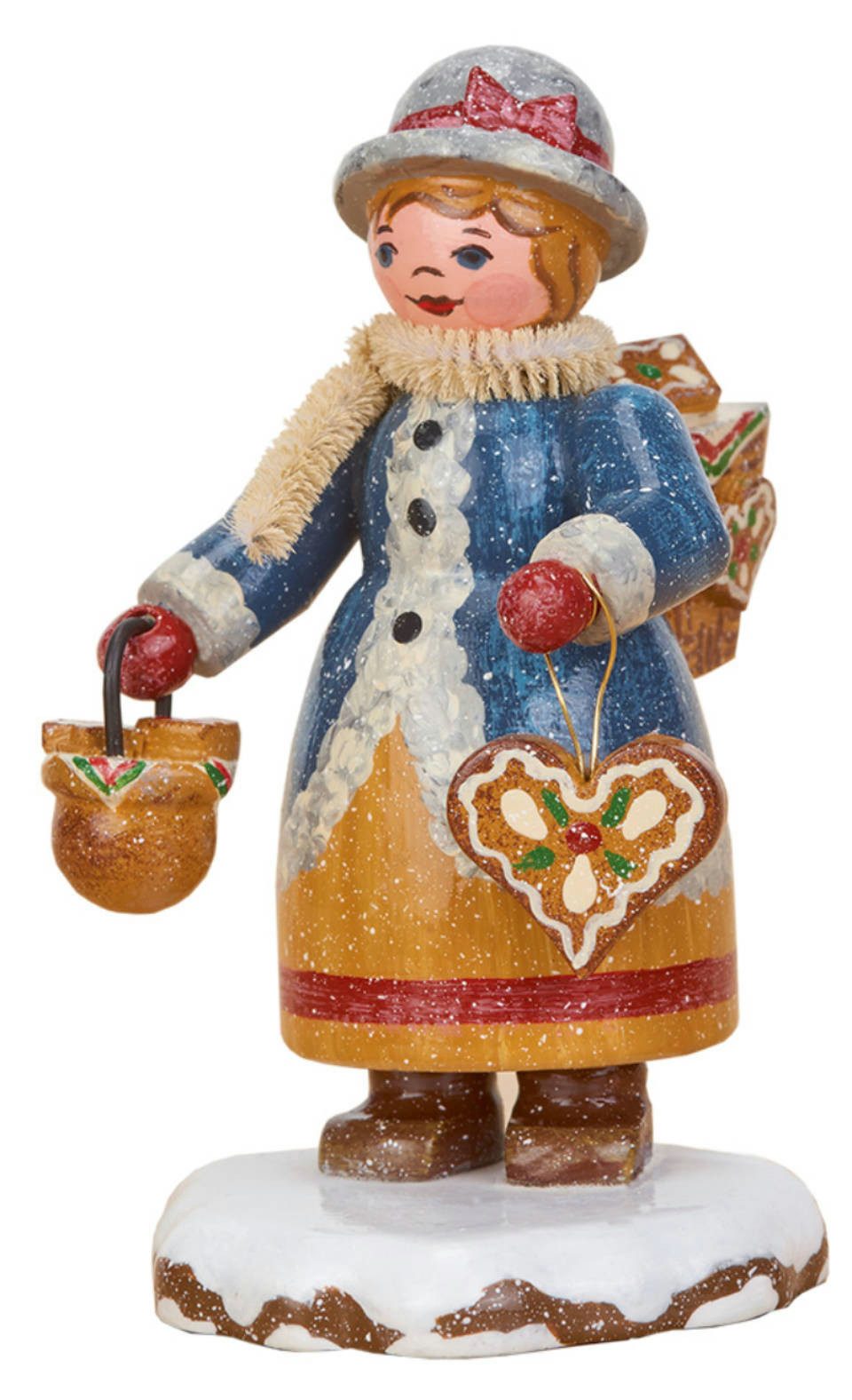 Hubrig Volkskunst Zschorlau Erzgebirge Sammelfigur Hubrig Winterkinder Pfefferküchlerin
