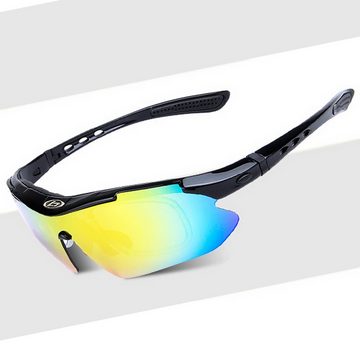 KINSI Fahrradbrille Radsportbrille, polarisierte Sonnenbrille, Sportbrille, Radsportbrille, UV-400-Schutz für Männer und Frauen mit 4 austauschbaren Gläsern