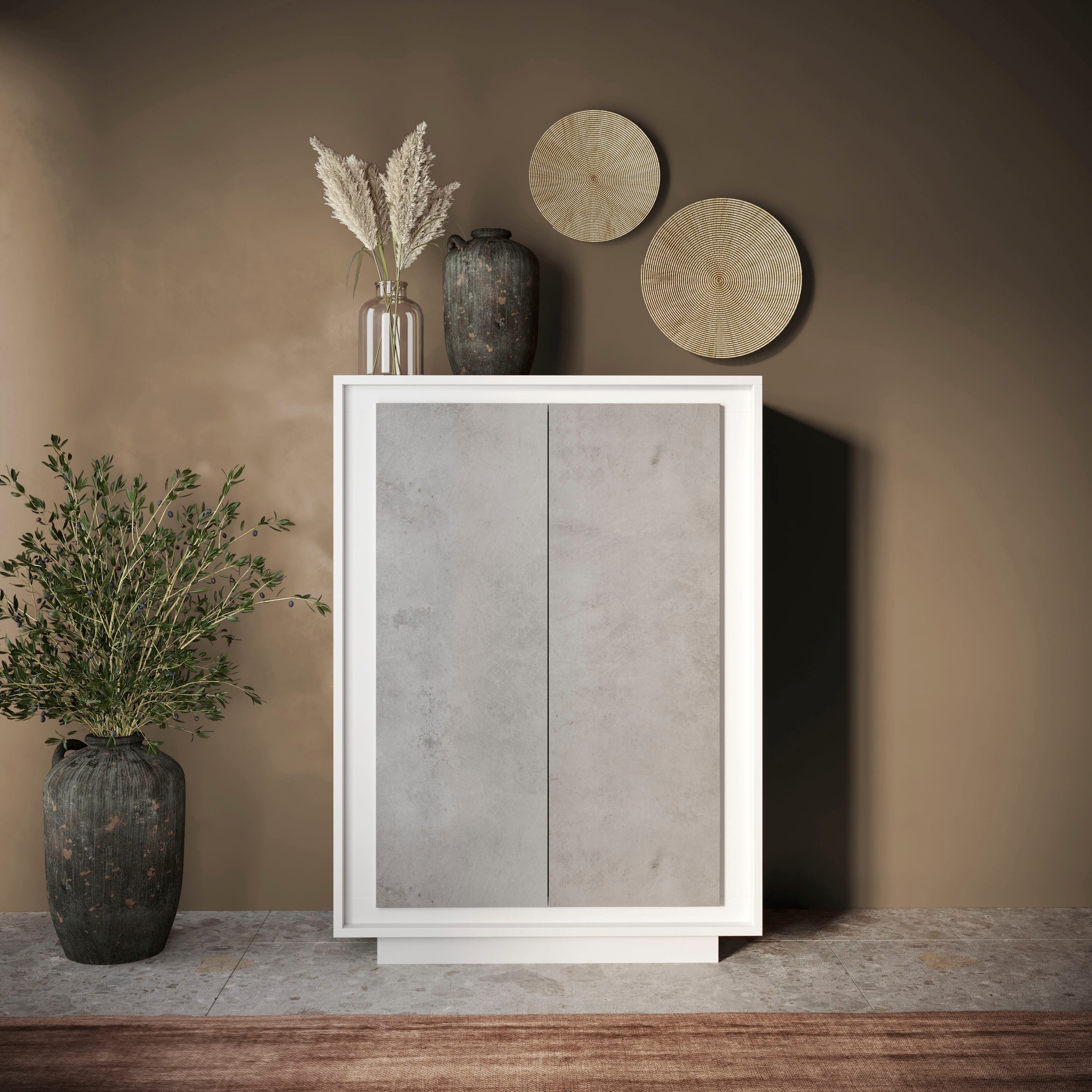 Home affaire Highboard Sky, B/H 106/171 cm, Stauraumschrank/Hochkommode, 2 Türen, Softclosing, Korpus & Front 22 mm stark, Rahmen-Optik