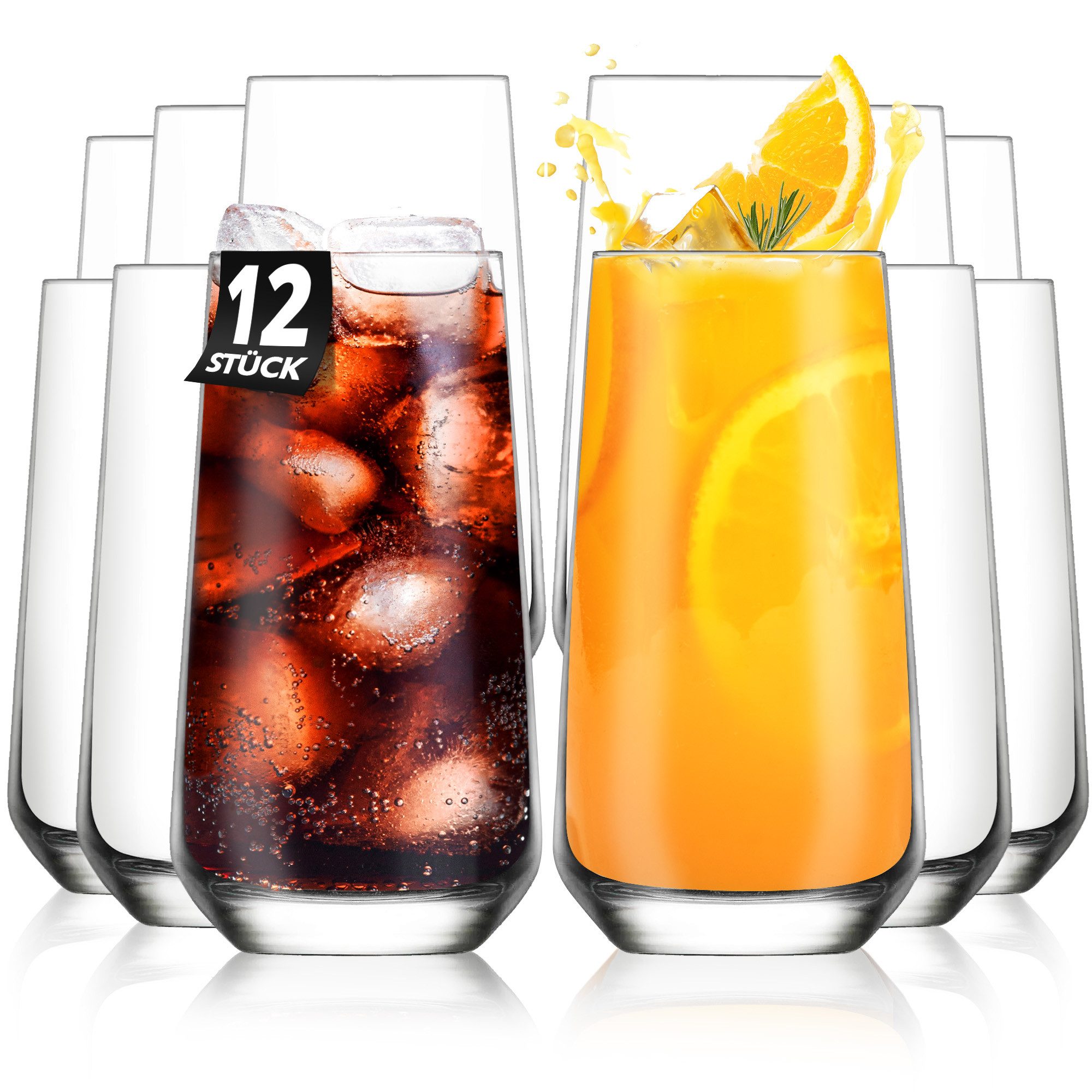KONZEPT Gläser-Set Trinkgläser-Set, 480 ml, Longdrinkgläser, Cocktailgläser 6/12 teilig, 12-tlg., Ideal für Cocktail, Saft und als Wassergläser
