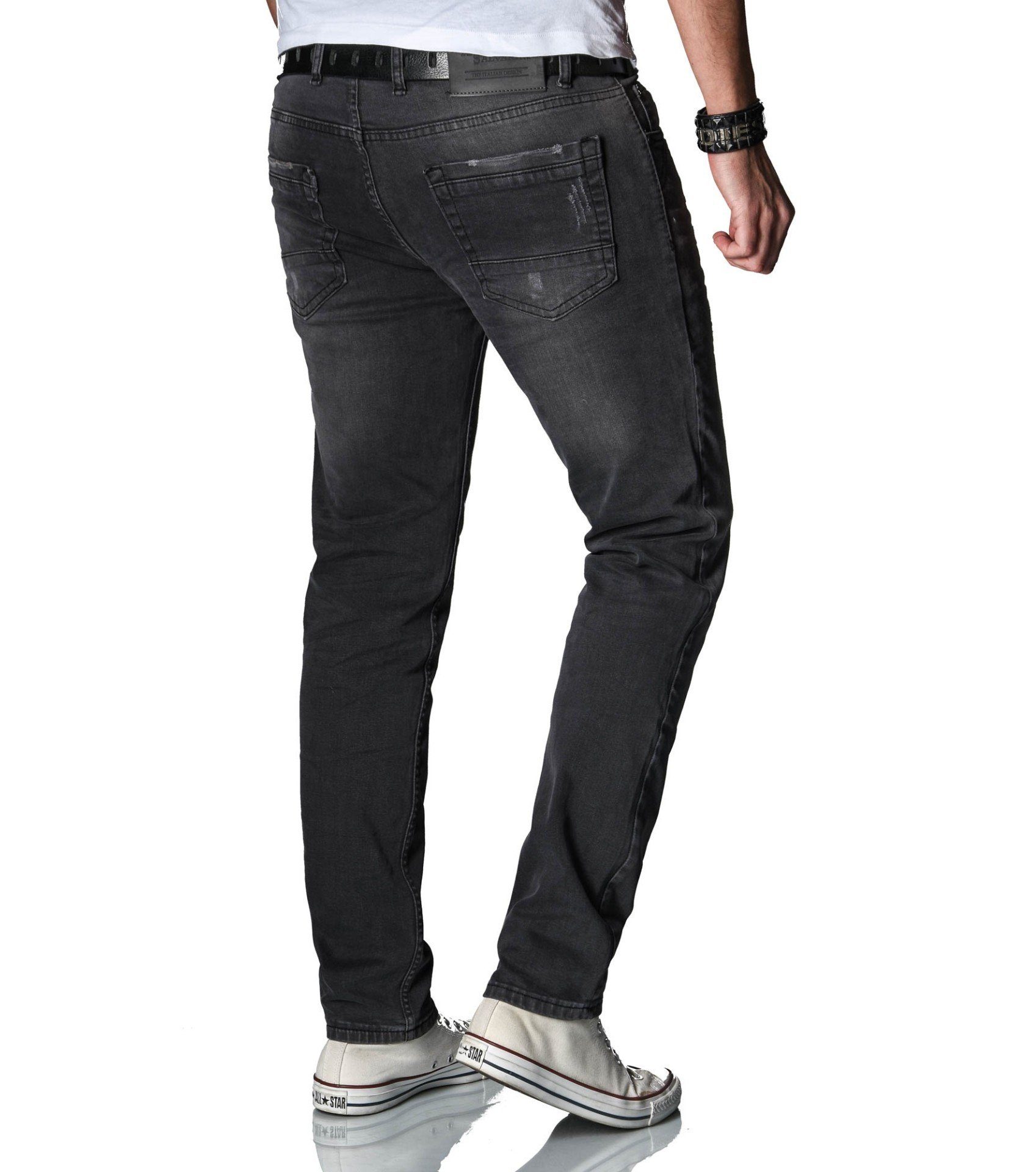 Alessandro Salvarini Straight-Jeans Herren Regular Fit – Stretch Denim 5-Pocket Klassische Jeans mit Knopfleiste und hohem Tragekomfort