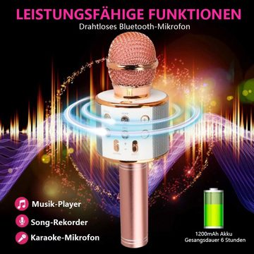 GelldG Mikrofon LED Drahtloses Bluetooth-Mikrofon zum Singen, Spielzeug Kinder