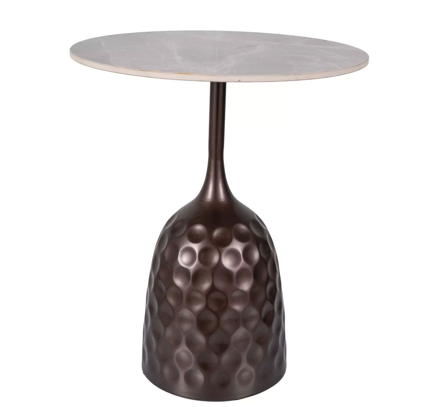 Feldmann-Wohnen Couchtisch Tutti (mit runden Tischplatten 50x50cm, 1-St., Marmor Optik, Gestell aus Metall in schwarz), 50x50x60cm grau Marmor / antik Bronze