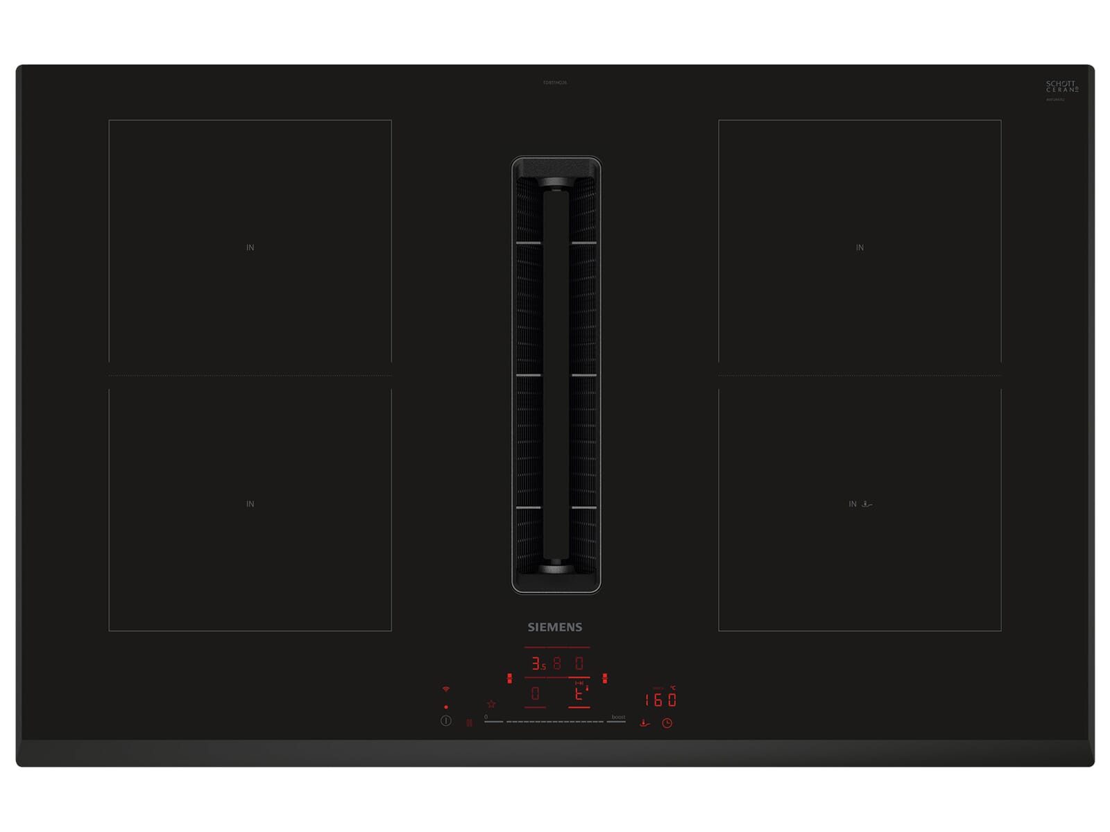 SIEMENS Kochfeld mit Dunstabzug ED851HQ26E, Powerboost-Funktion, Timer, TouchControl-Bedienung