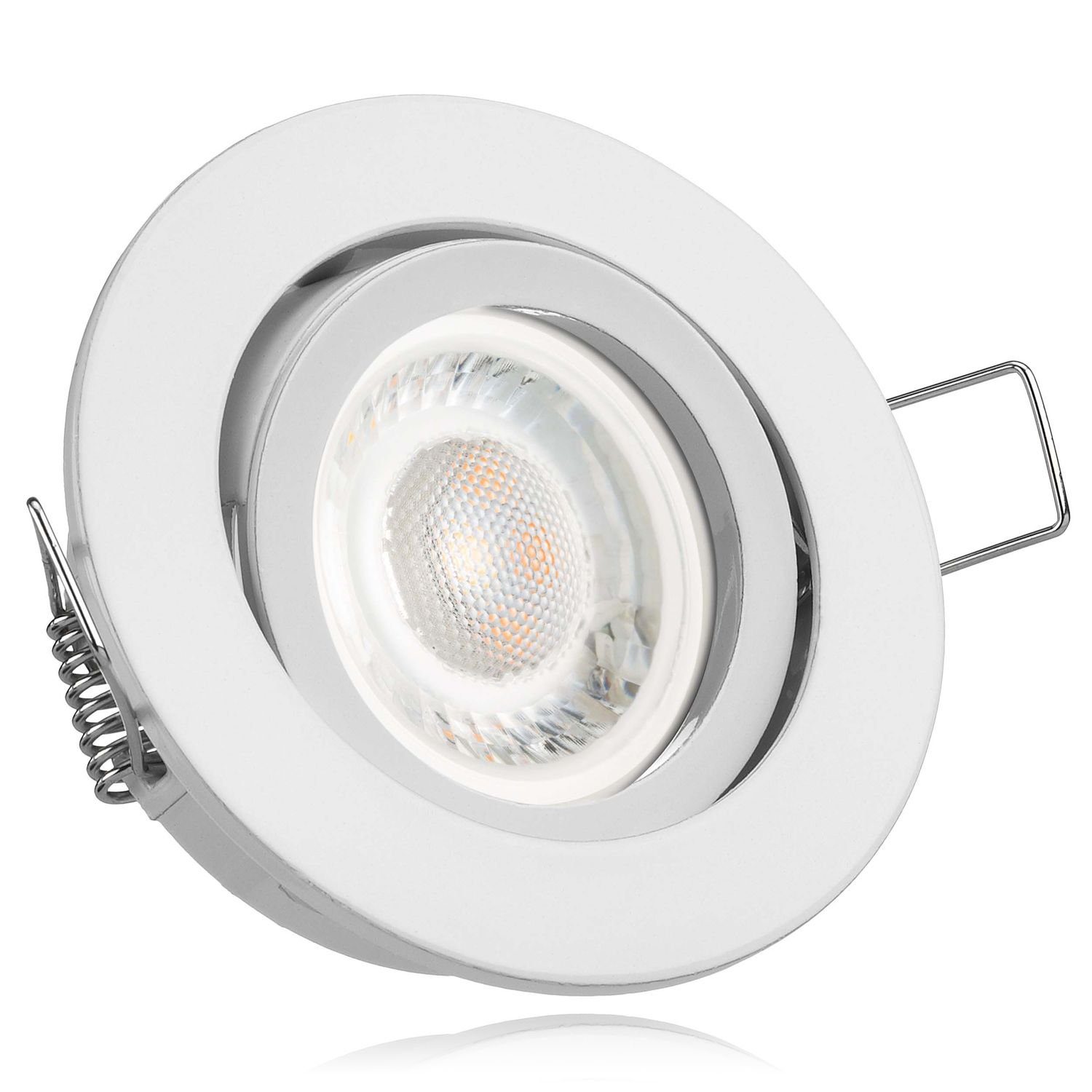 in Leuchtmittel mit Einbaustrahler Einbaustrahler LED LED 5W LEDANDO Set weiß LED flach von extra
