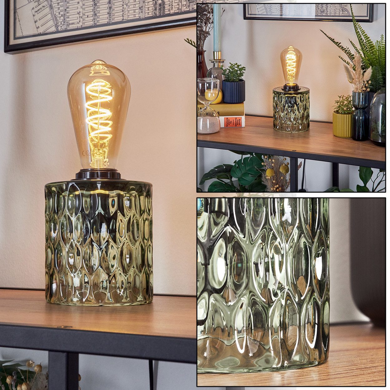 hofstein Tischleuchte Tischlampe aus Glas/Metall in günstig online kaufen