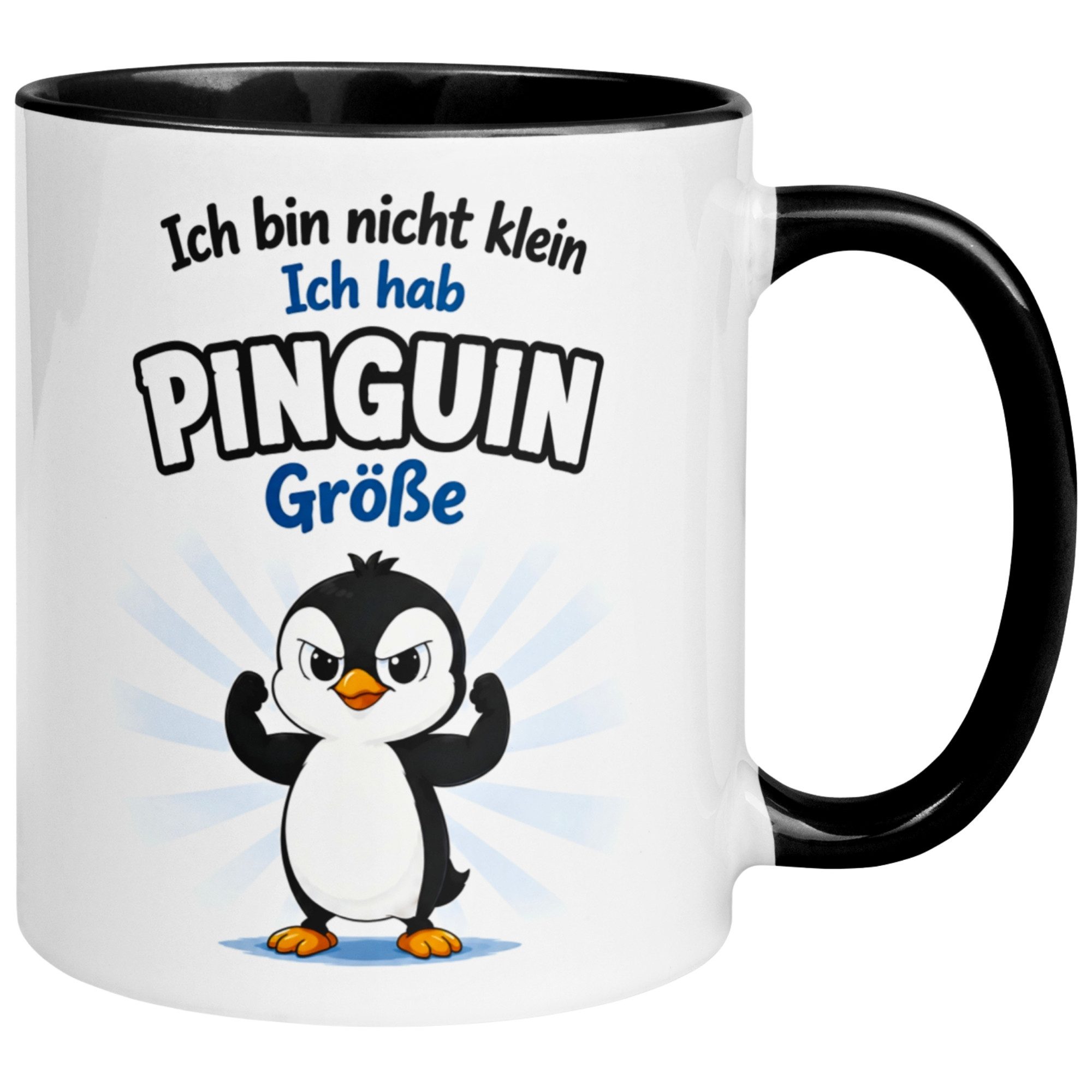 Momentals Tasse Pinguin – „Ich bin nicht klein“ – lustiger Geschenk Becher mit Pinguin, Gratis Versand · Links-&Rechtshänder · Spülmaschinenfest