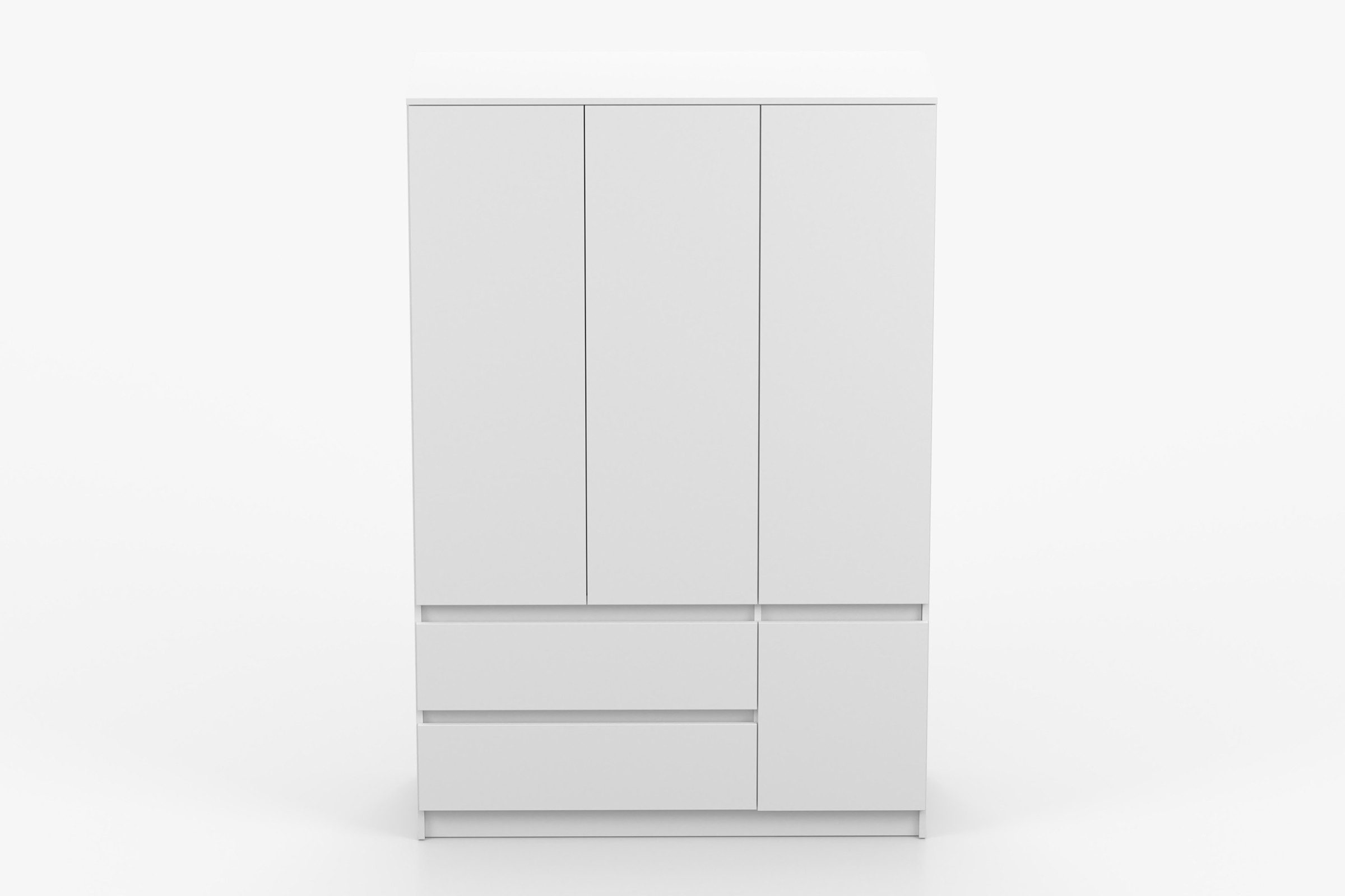 Deine Möbel 24 Kleiderschrank SIMO 01 120 cm in Weiß / Kaschmir, 4 Türen, 2 Schubladen (Set, 1-St., Drehtürenschrank ideal für Kinderzimmer & Jugendzimmer) Kinderkleiderschrank mit 5 Einlegeböden und 1 Kleiderstange