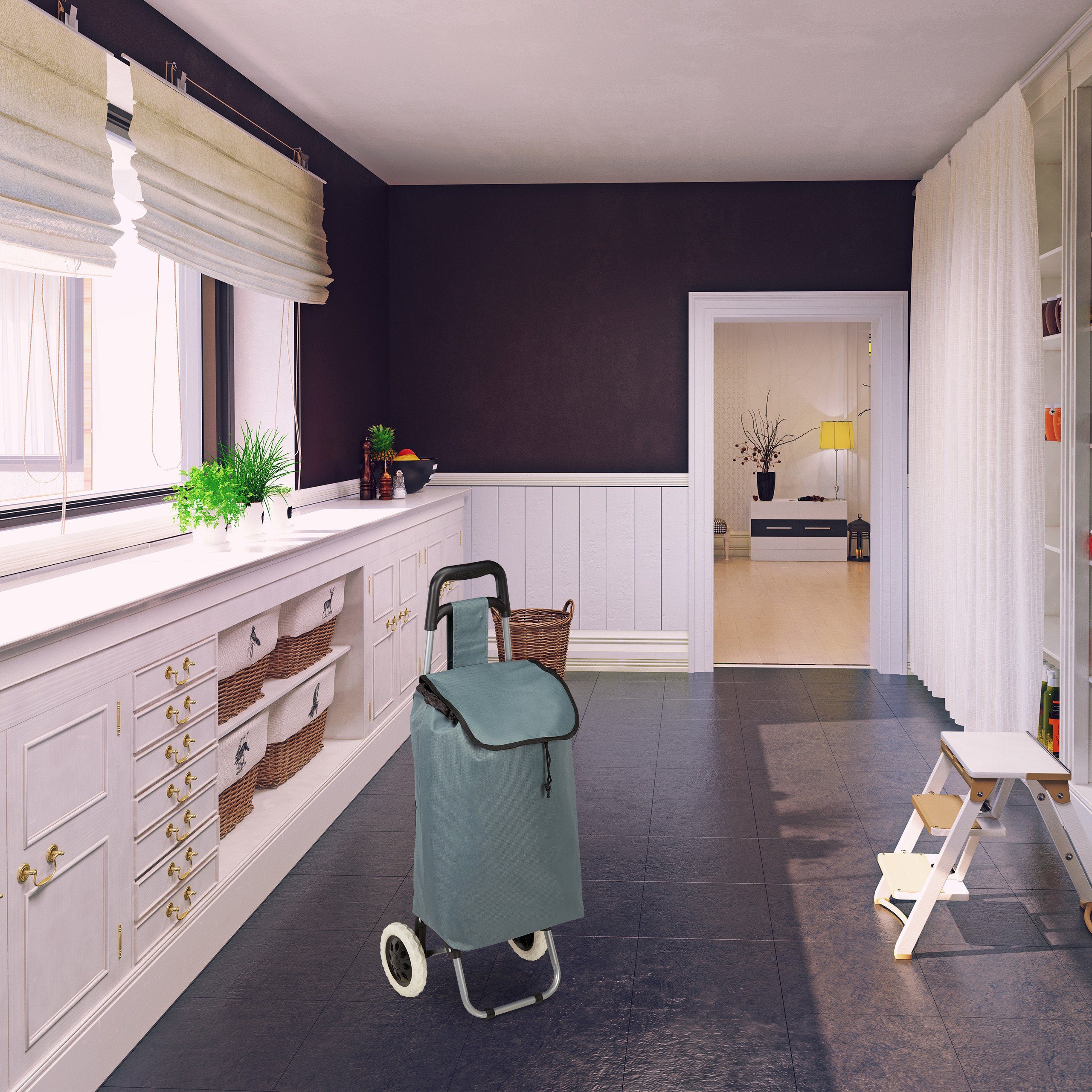 relaxdays Einkaufstrolley klappbar, Grau günstig online kaufen