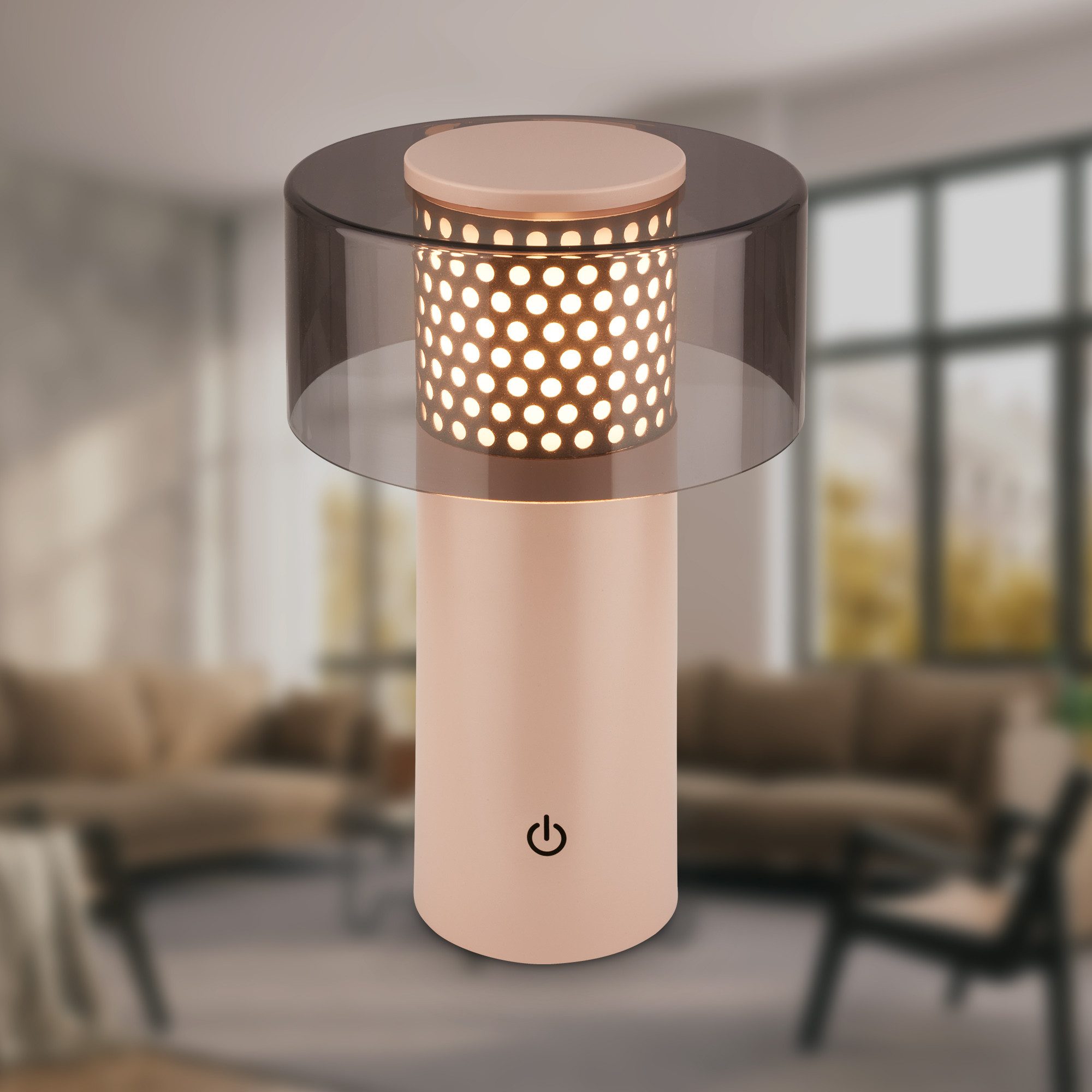 Briloner Leuchten LED Tischleuchte Akku Stufenlos dimmbar Touchfunktion Kabellos, LED fest integriert, Warmweißes Licht USB-C Ladung 150mm Durchmesser 190mm Höhe