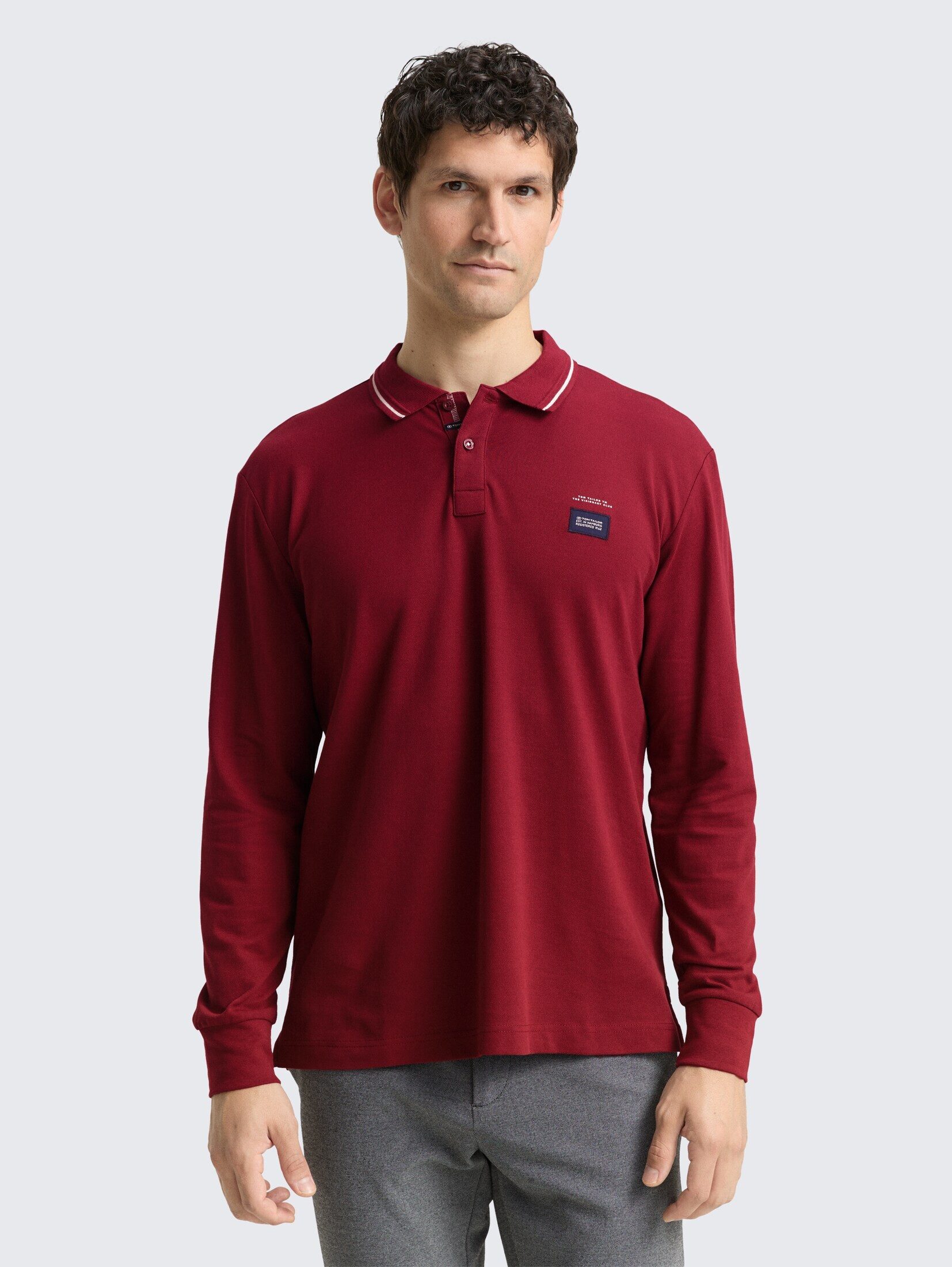 TOM TAILOR Langarm-Poloshirt Poloshirts Langarm Piqué Poloshirt mit Logo-Pr günstig online kaufen