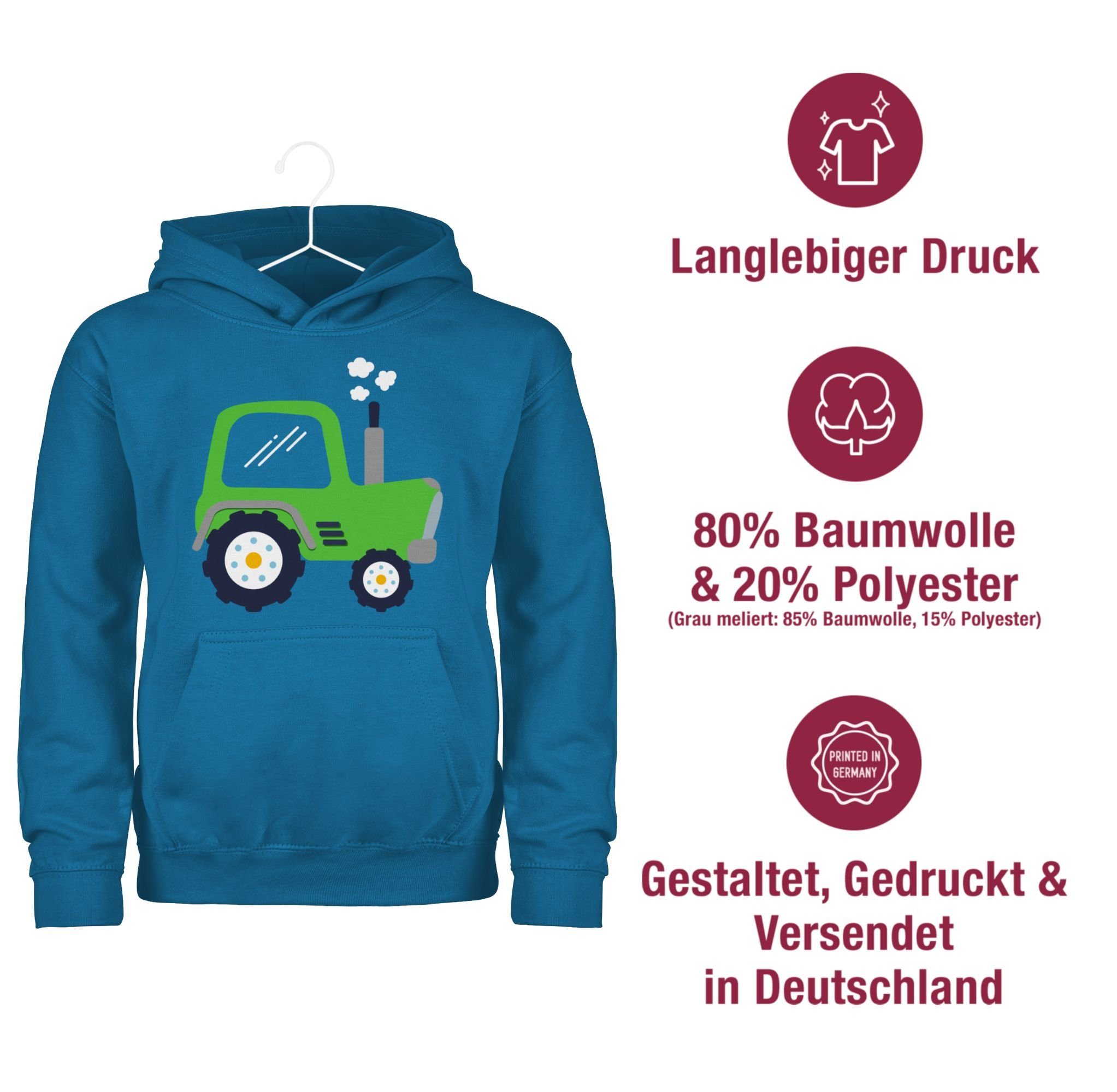 Shirtracer Grün Traktor 1 Himmelblau Kinder Traktor Hoodie