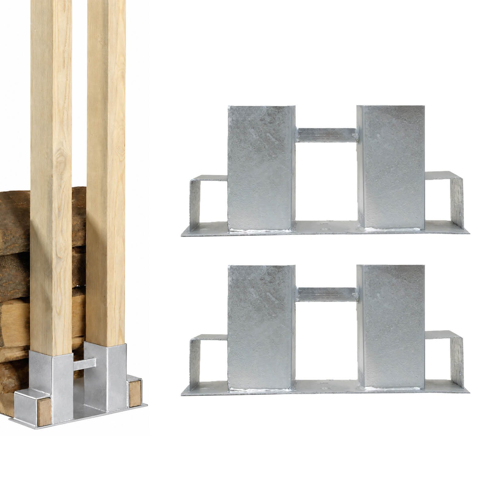 TRUTZHOLM Kaminholzregal Holzstapelhilfe Stapelhilfe Holzstapelhalter Brennholz Kaminholzregal, BxTxH:10x34x15 cm, (2er Set, 2-St), Geeignet für Kanthölzer 70x70 mm (senkrecht) und 40x60 mm (waagerecht)