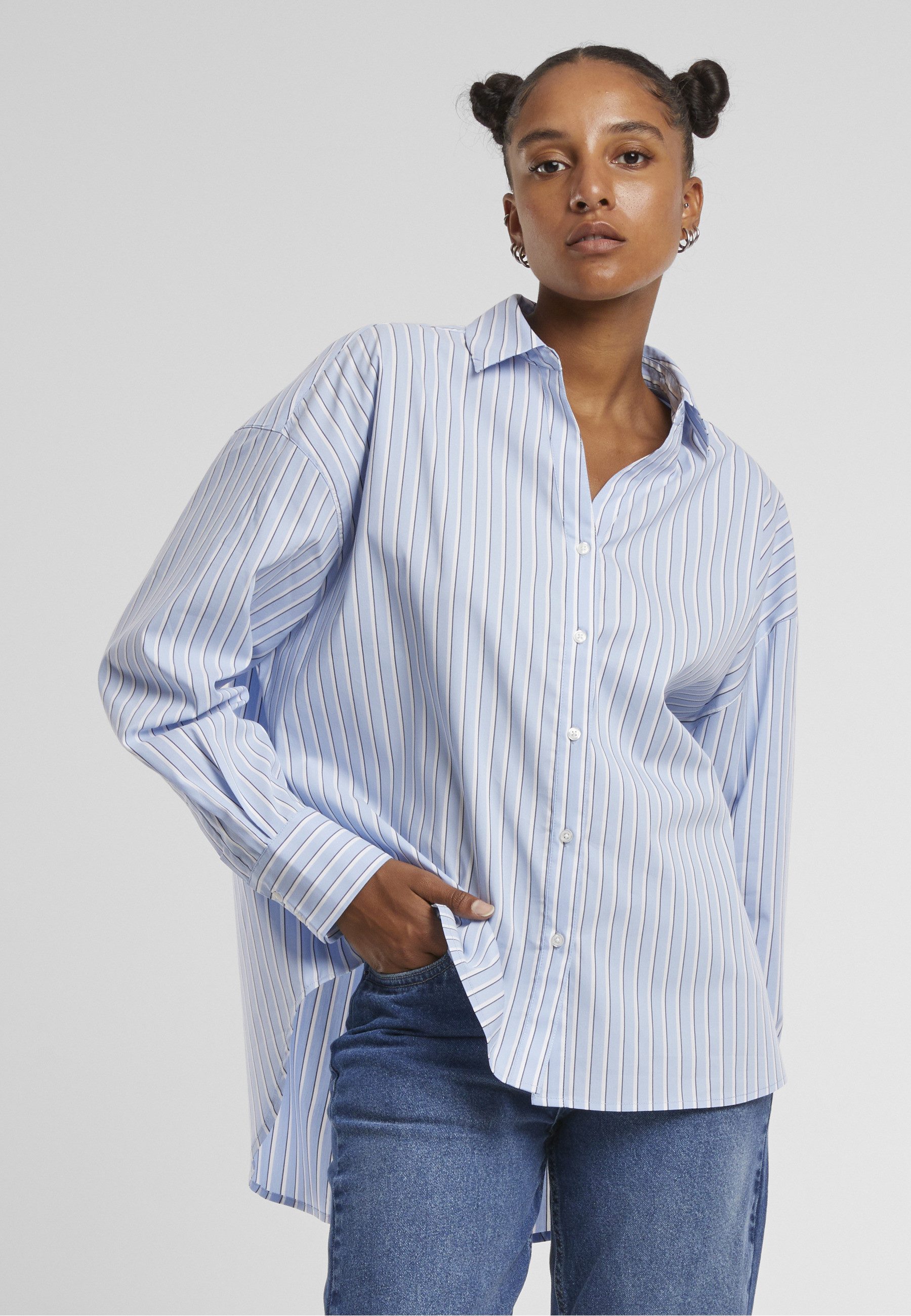 URBAN CLASSICS Klassische Bluse Urban Classics Ladies Oversized Striped Blouse
