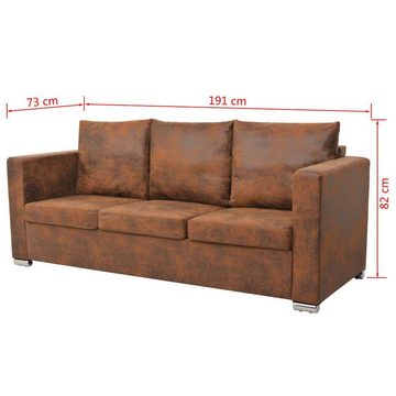 furnicato 3-Sitzer Sofa 191 x 73 x 82 cm Künstliches Wildleder