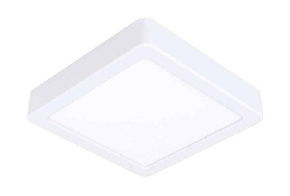 EGLO LED Deckenleuchte FUEVA, 1-flammig, Weiß, Stahl, Kunststoff, LED fest  integriert, Warmweiß, B 16 cm x T 16 cm, Deckenlampe, mit einer Größe von 16  x 16 cm