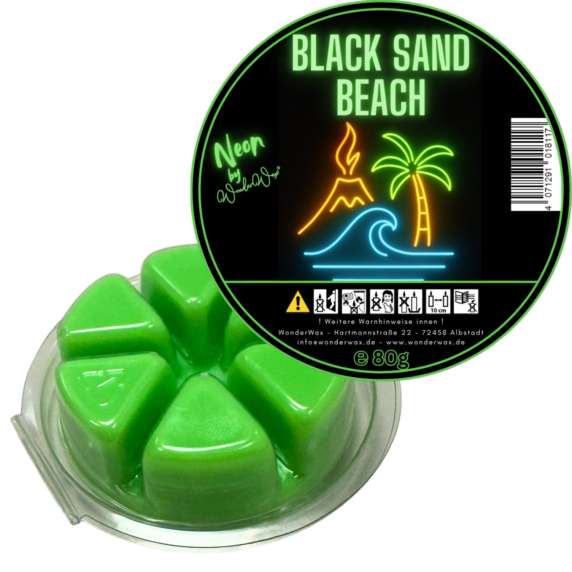 WonderWax Duftwachs WonderWax® Duftwachs Kreis 6 pcs Neon (Black Sand & Beach), Duftrichtung: Black Sand & Beach
