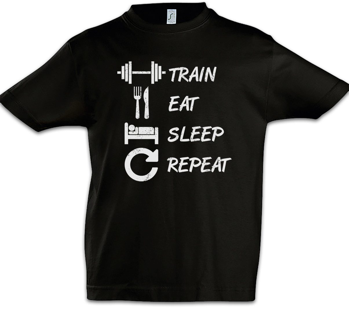 Print-Shirt Train Eat Sleep Repeat Kinder T-Shirt Fitness Training Gym Body