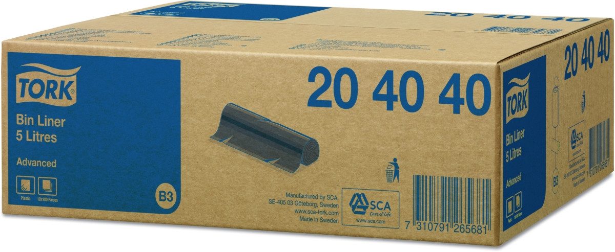 TORK Mülleimer Abfallsäcke 5 Liter schwarz VE=50 Beutel (20 Stück)