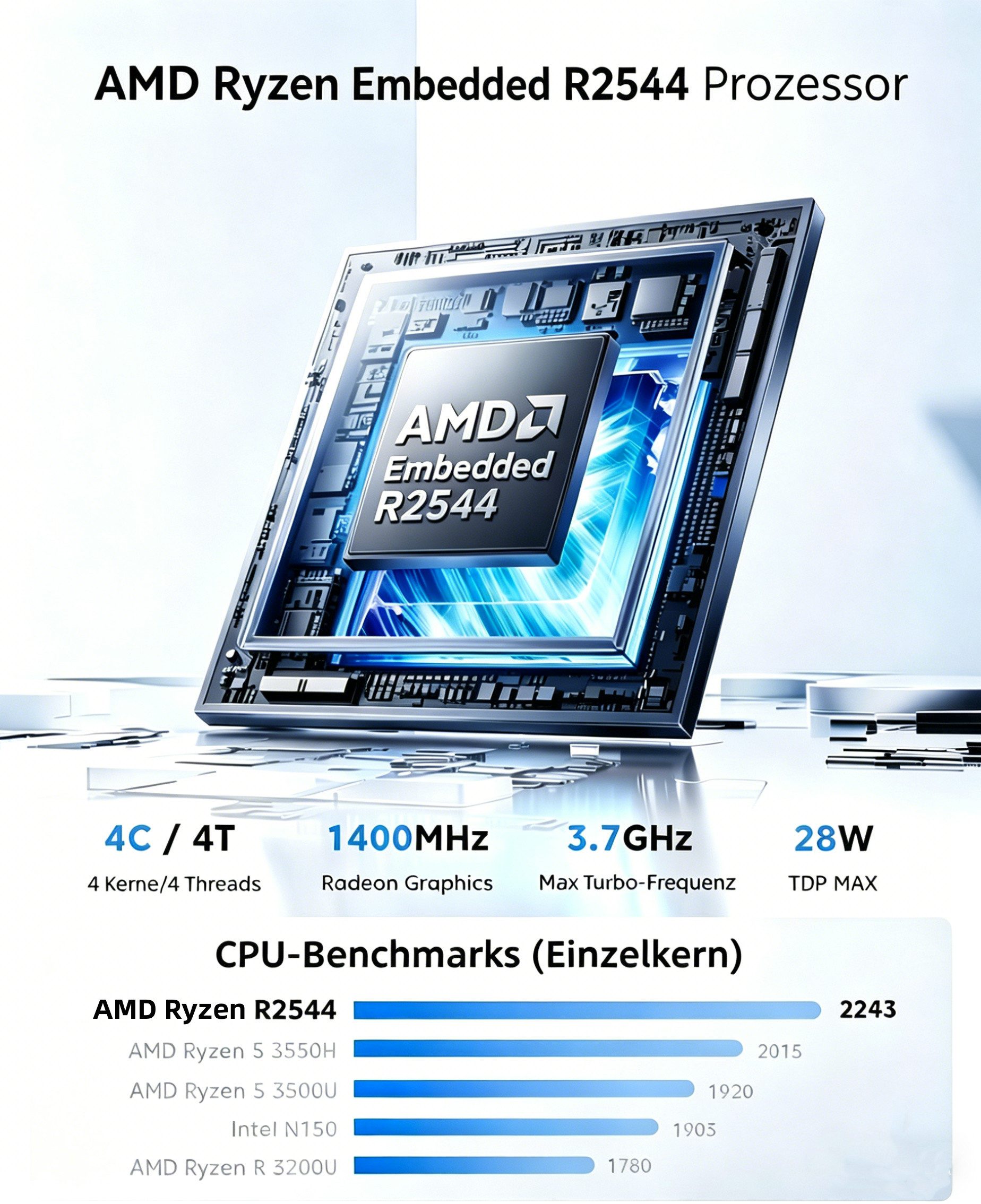 NiPoGi P2 AMD Ryzen Embedded R2544,16 GB DDR4 RAM, 512 GB SSD,WIFI 5 Mini-PC (AMD R2544, 16 GB RAM, 512 GB SSD, bis zu 3,7 GHz, Windows 11 Pro,WIFI 5,Bluetooth 4.2,Ethernet)