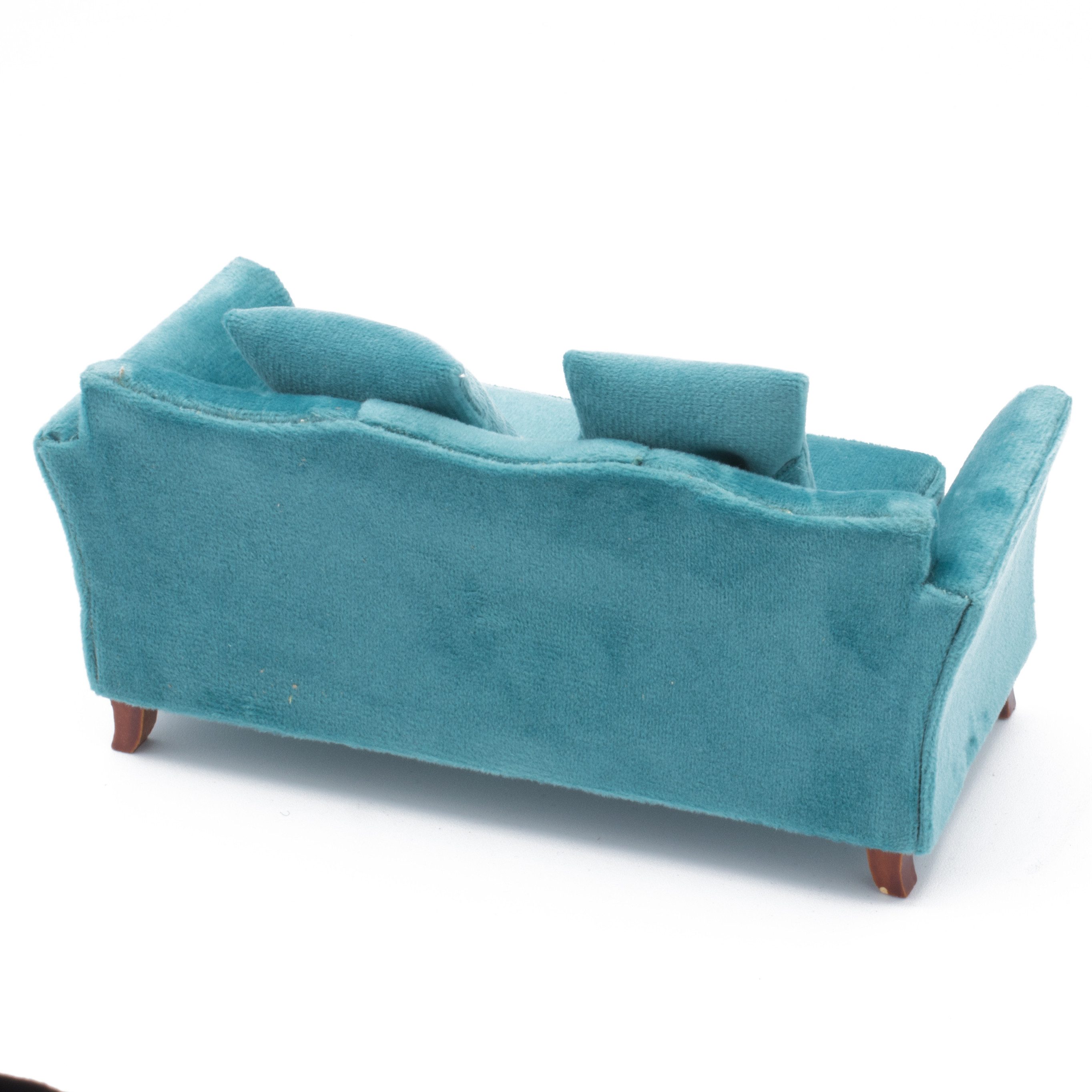Streets Ahead Dollshouse Puppenmöbel Sofa fürs Puppenhaus, Samt, türkis Maß günstig online kaufen