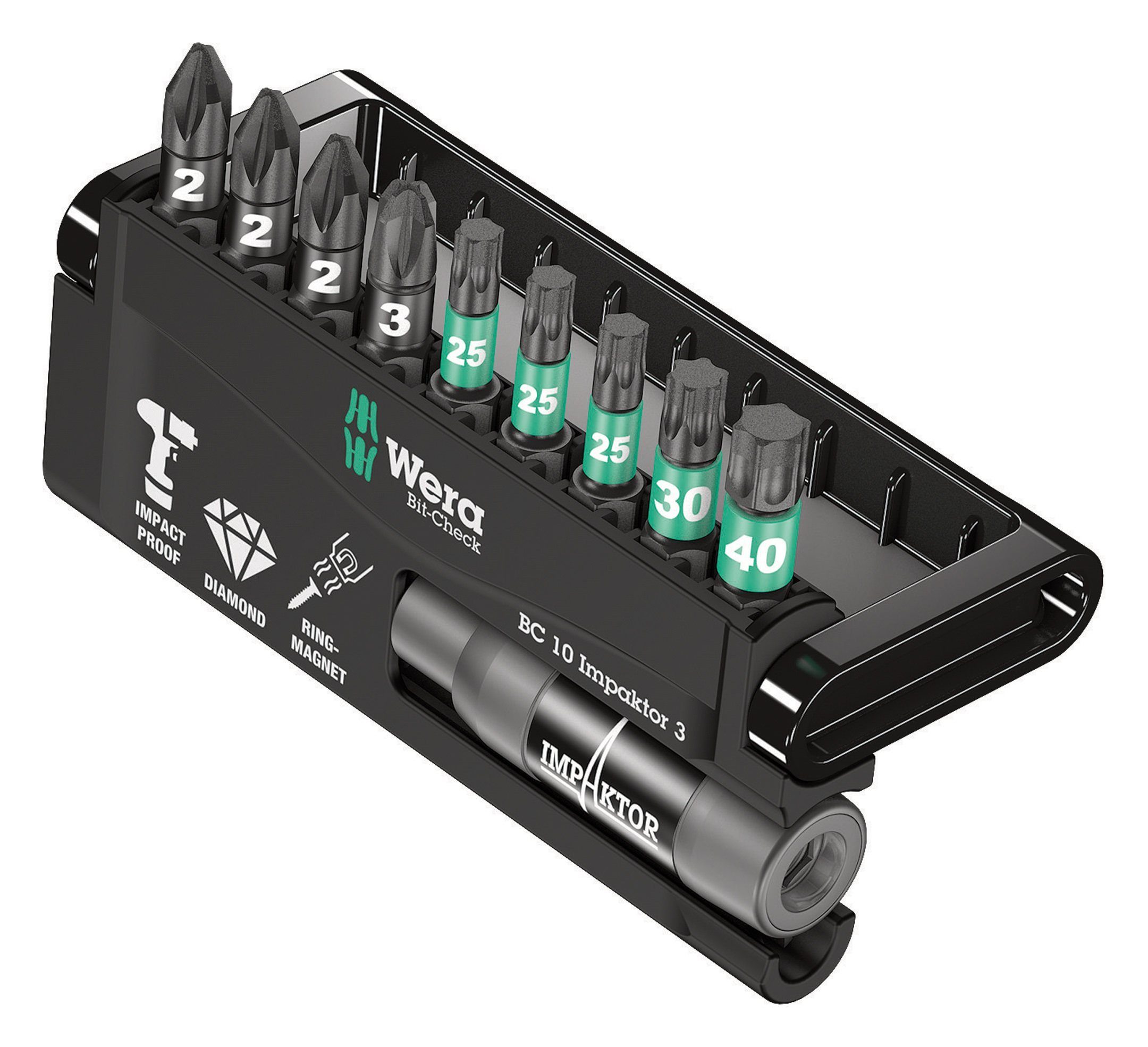 Wera Bit-Set, 10-St., Bit-Sortiment Impaktor 9tlg. PZ + TX