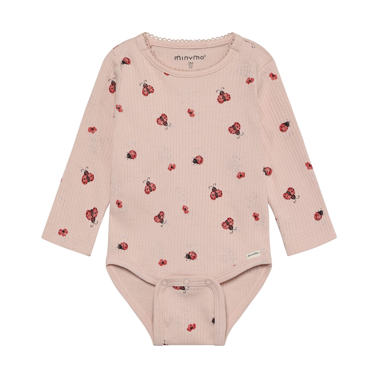 Minymo Langarmbody Baby Mädchen Body Langarm Marienkäfer Baumwolle