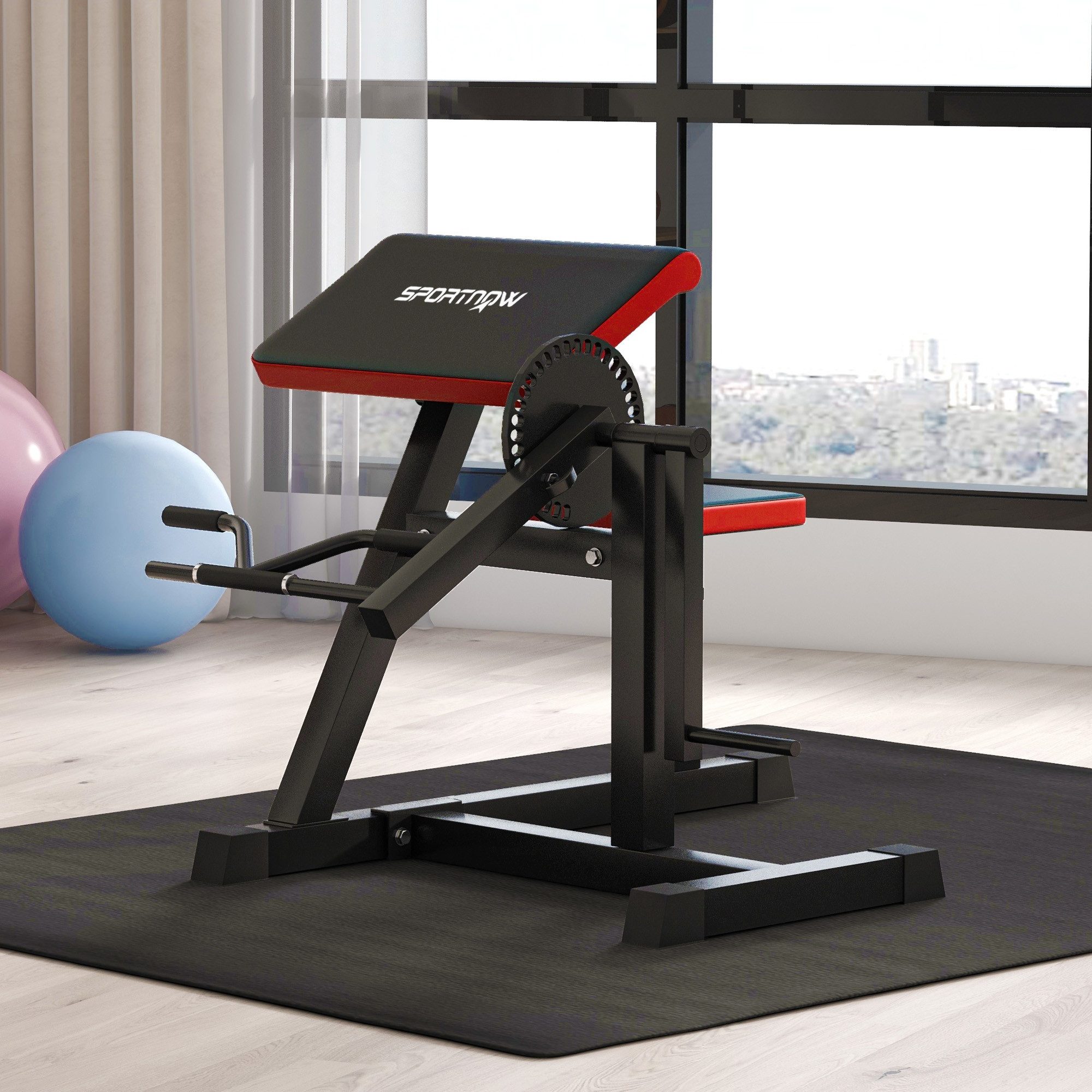 SPORTNOW Hantelbank Curlbank mit 5-stufigem verstellbarem Sitz Armtrainer für Zuhause, (Bizeps, Trizeps Curl Maschine, 1-tlg., Fitnessgerät), Kunstleder, Schwarz