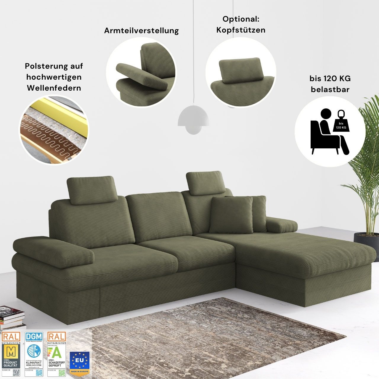 sit&more Sofakissen Moreno, B: 45 cm, (Set, 2 Stück), Set: 2 Stück, passend zur Serie
