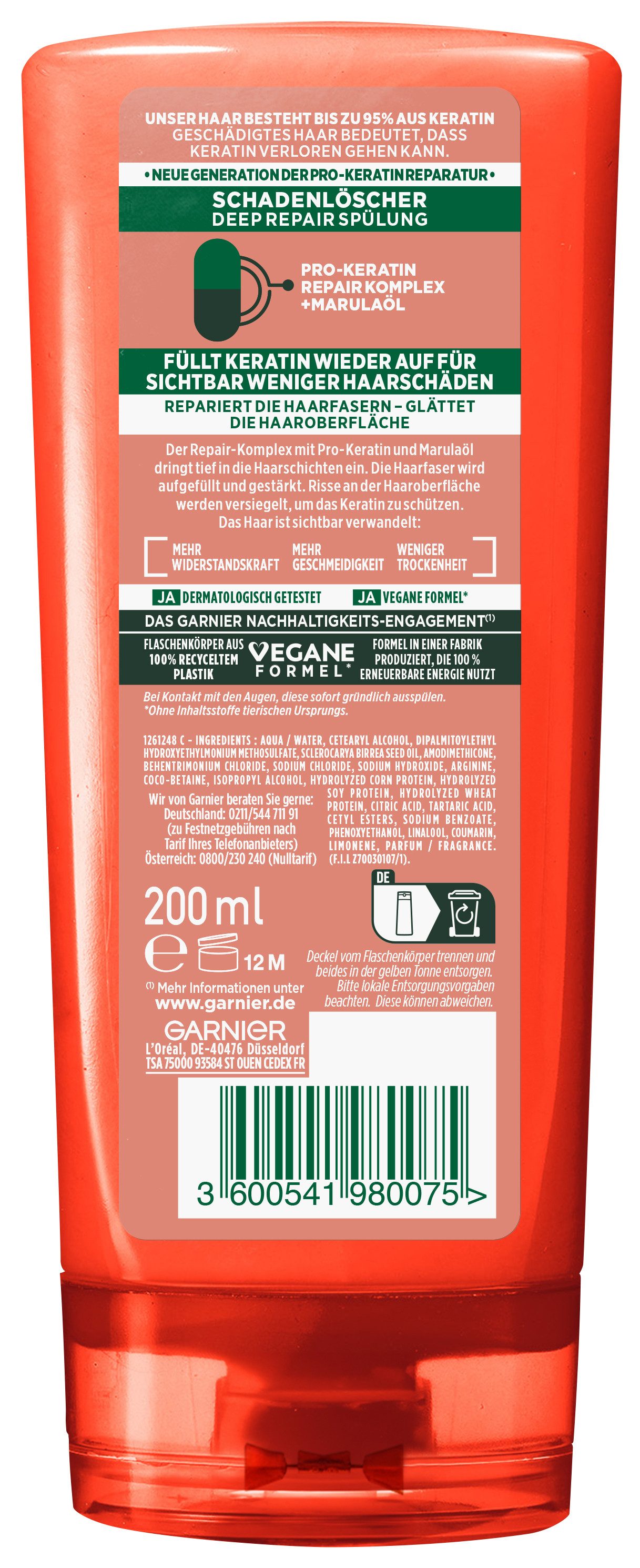 GARNIER Haarspülung Garnier Fructis Schadenlöscher Spülung, Set, 6-tlg., Repariert Haarschäden