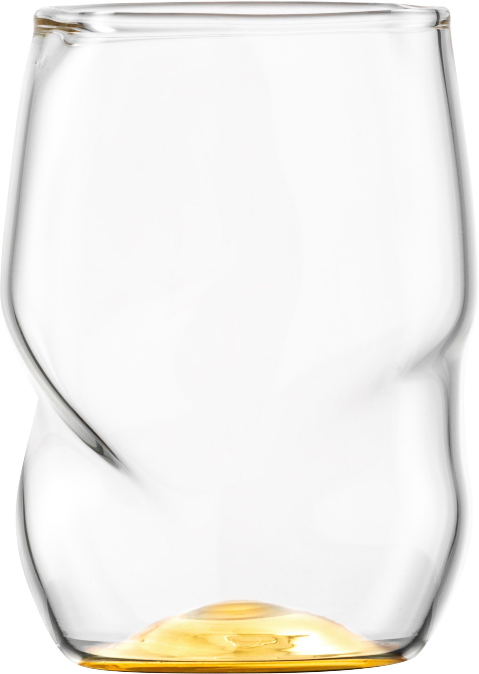 Eisch Becher UNIK, Borosilikatglas, Allroundbecher, veredelt mit Echtgold,  2-teilig, 300 ml, Bei einer Höhe von 10cm beträgt das Volumen des Glases  ca. 300ml. | Kaffeebecher