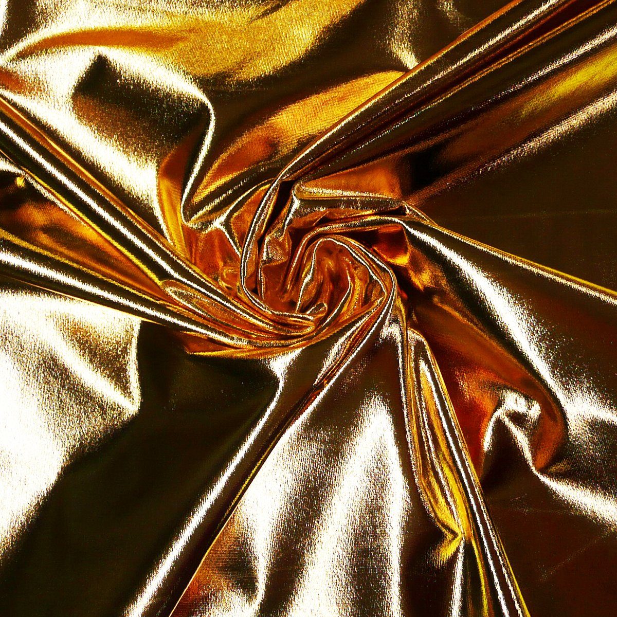 SCHÖNER LEBEN. Stoff Metallic-Stoff Meterware Foliendruck mit Stretch gold 1,5m, Foliendruck
