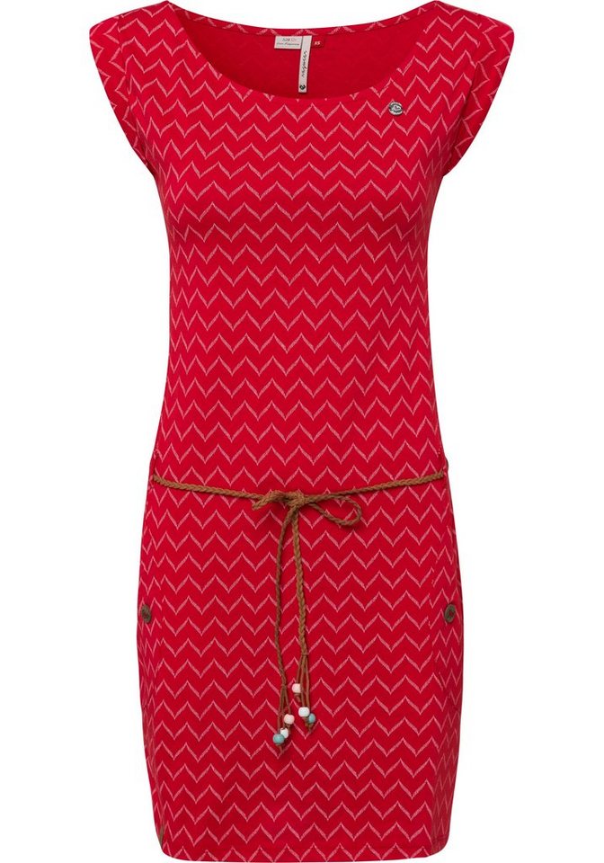 Ragwear Shirtkleid »TAG ZIG ZAG« (2-tlg., mit abnehmbarem Gürtel) mit "Zig Zag" Alloverprint in rot