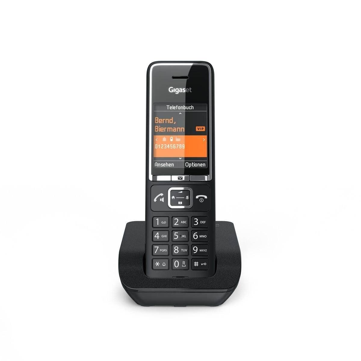 Gigaset COMFORT 550 schwarz DECT-Telefon Babyphone-Funktion) Freisprechfunktion, Hörgerätekompatibel, 1, Schnurloses (Mobilteile