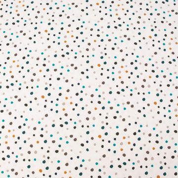 SCHÖNER LEBEN. Stoff Jerseystoff Baumwolljersey Doodle Dots Punkte weiß türkis gelb 1,45m