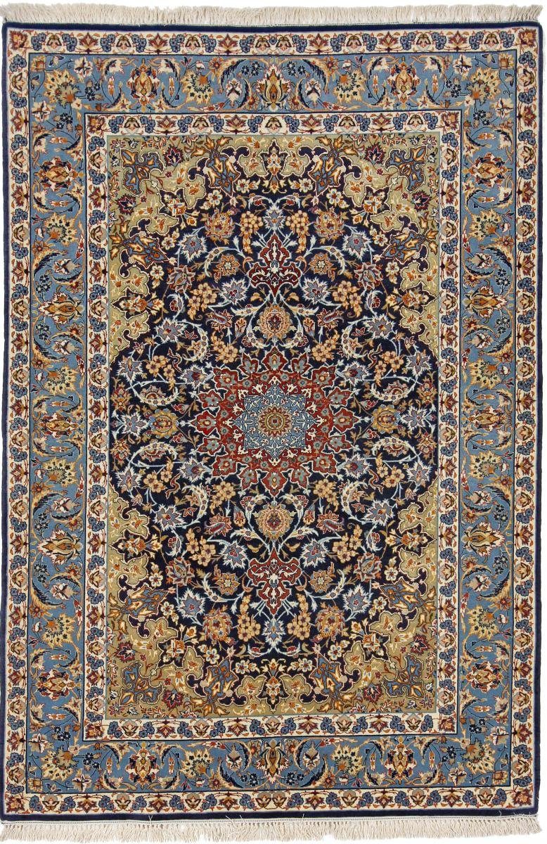 Orientteppich Isfahan Seidenkette 107x156 Handgeknüpfter Orientteppich, Nain Trading, rechteckig, Höhe: 6 mm