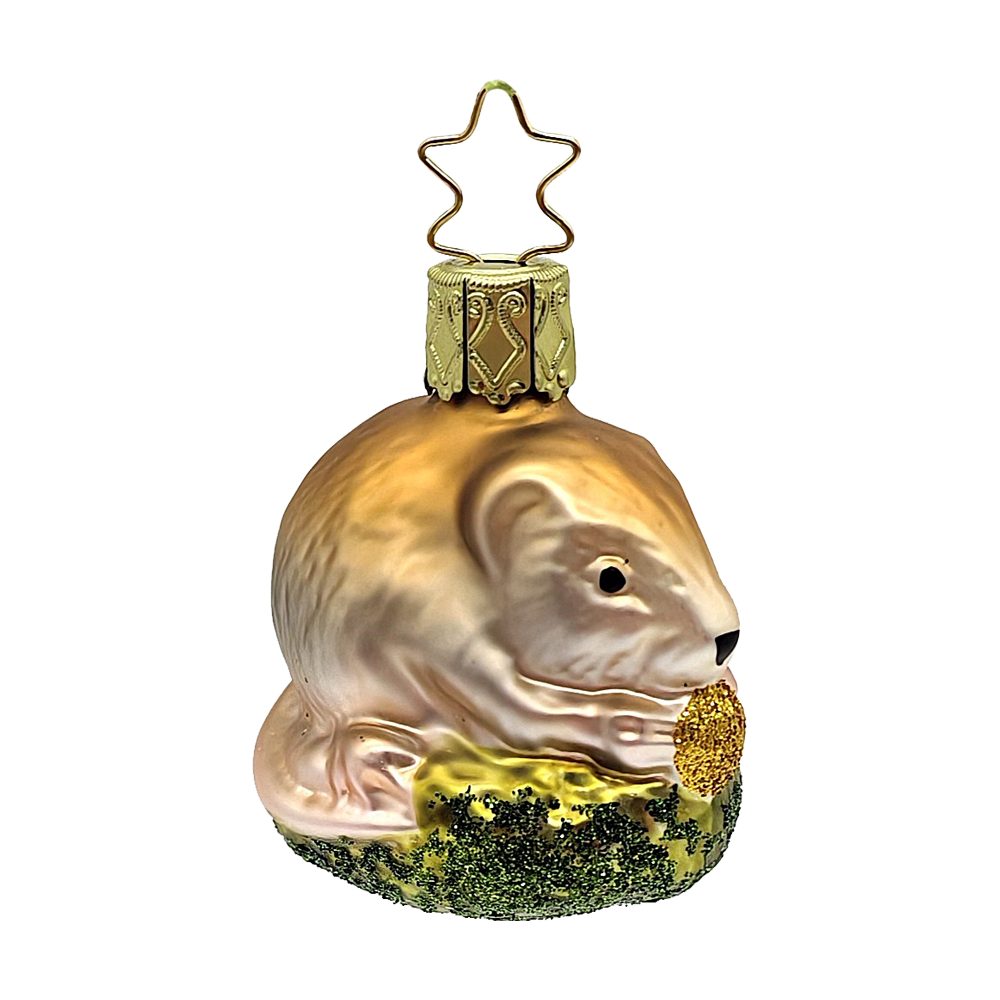 INGE-GLAS® Christbaumschmuck Mäuschen, kleine Maus 4,5cm (1-tlg), mundgeblasen, handbemalt