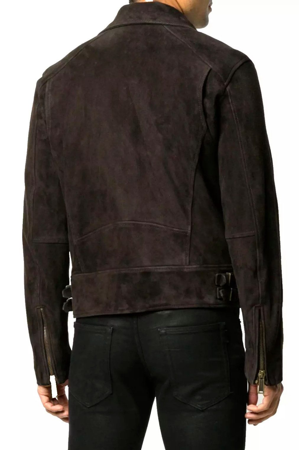 Dsquared2 Bikerjacke Veloursleder Jacke Blouson Breite Revers, Metallbeschläge, asymmetrischen Reißverschlüsse