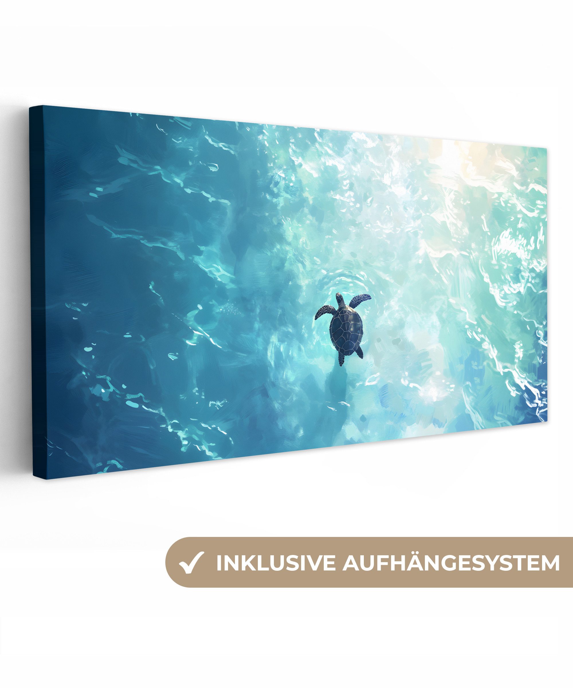OneMillionCanvasses® Leinwandbild Panorama Schildkröte - Meer günstig online kaufen