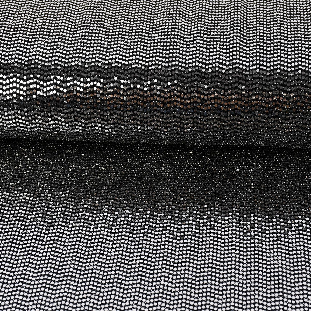 Thumbnail - SCHÖNER LEBEN. Stoff Bekleidungsstoff Stretch Lurex Pailletten Glitzer schwarz silber 1,45m, mit Metallic-Effekt
