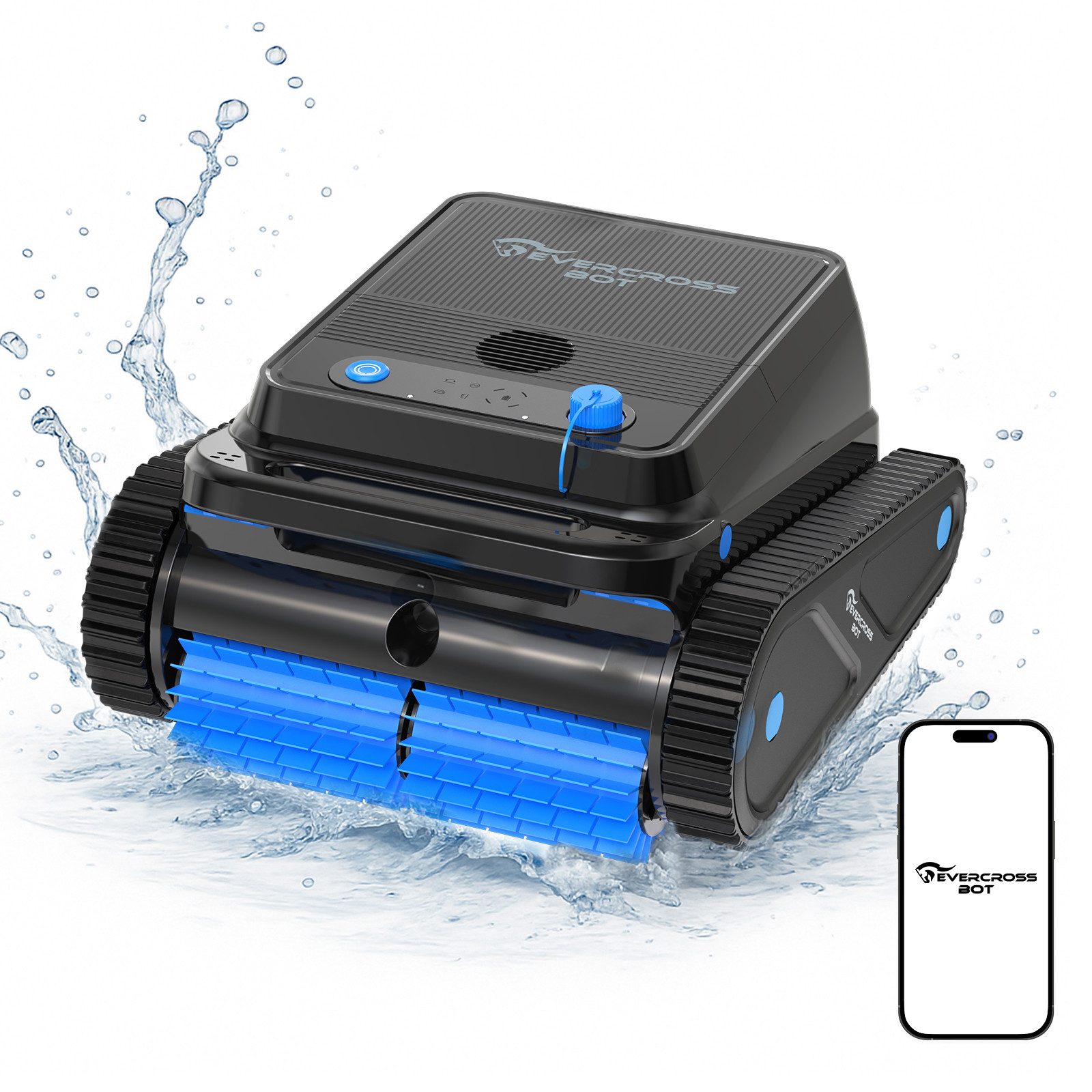 EVERCROSS BOT Poolroboter U8 für Boden und Wand, Kabellos Poolsauger bis 200m² Pools, 120 Min Akkulaufzeit, Intelligenter Navigation, mit App-Steuerung