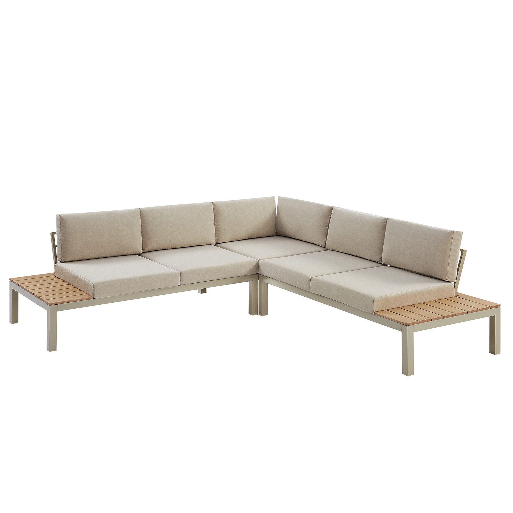 riess-ambiente Sitzgruppe MIAMI LOUNGE 240cm champagner greige · wetterfeste Gartenmöbel, (Einzelartikel, 1-tlg), Aluminium · Outdoor-Loungemöbel für Terrasse & Balkon · inkl. Kissen