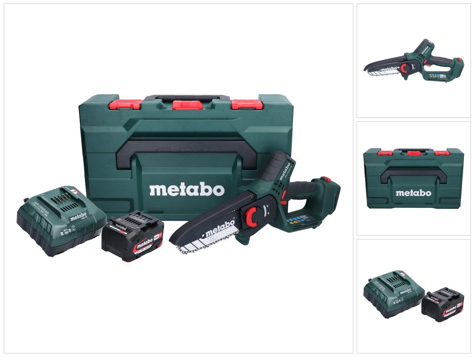 metabo Akku-Kettensäge MS 18 LTX 15 Akku Gehölzsäge 18 V 15 cm 5 m/s + 1x Akku 4,0 Ah + Lader