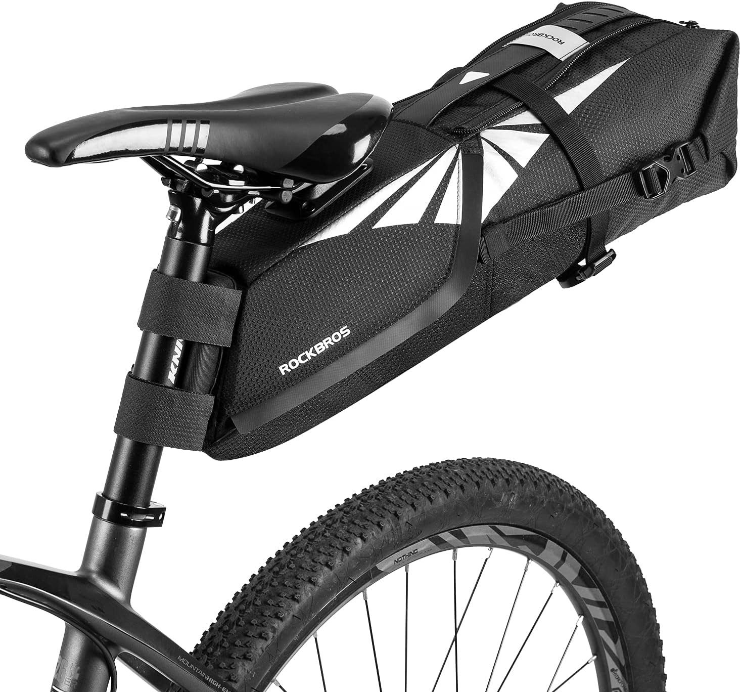 ROCKBROS Fahrradtasche Fahrrad-Satteltasche faltbar wasserdicht 8L Schwarz