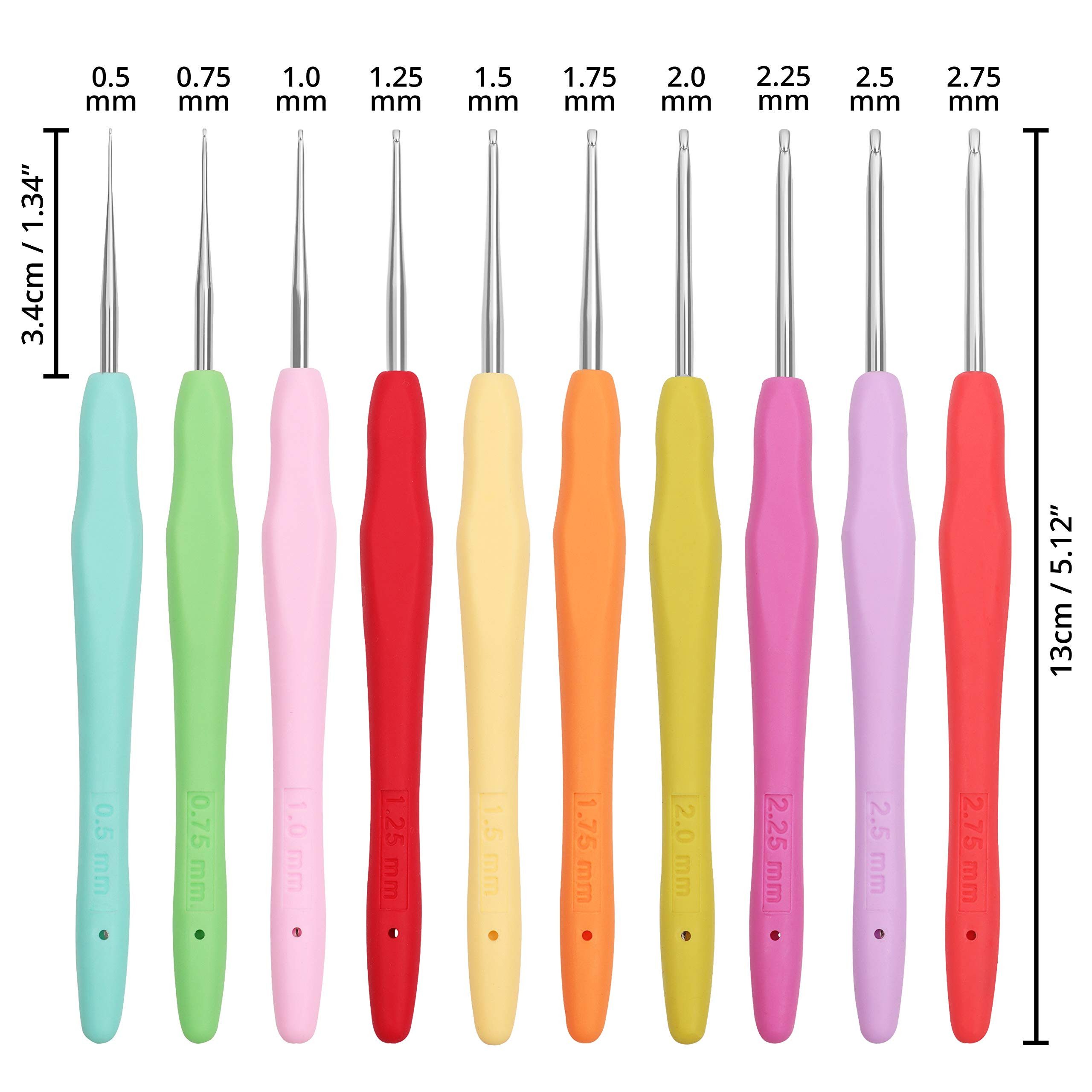 Thumbnail - Curtzy Aluminium Häkelnadeln Ergonomisch - 10 Größen Bastelgarn, (1-St)