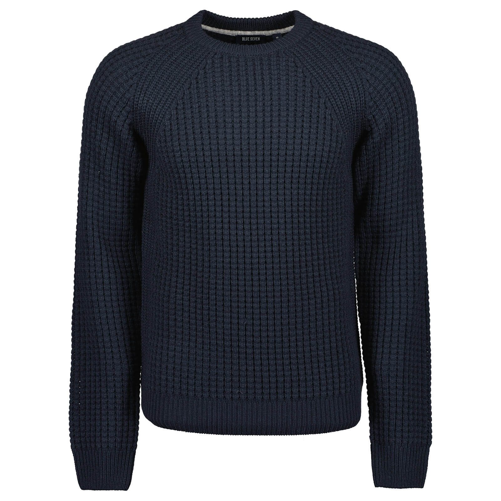 Blue Seven Rundhalspullover Herren Strickpullover mit Struktur-Muster - Pullover mit Rundhals