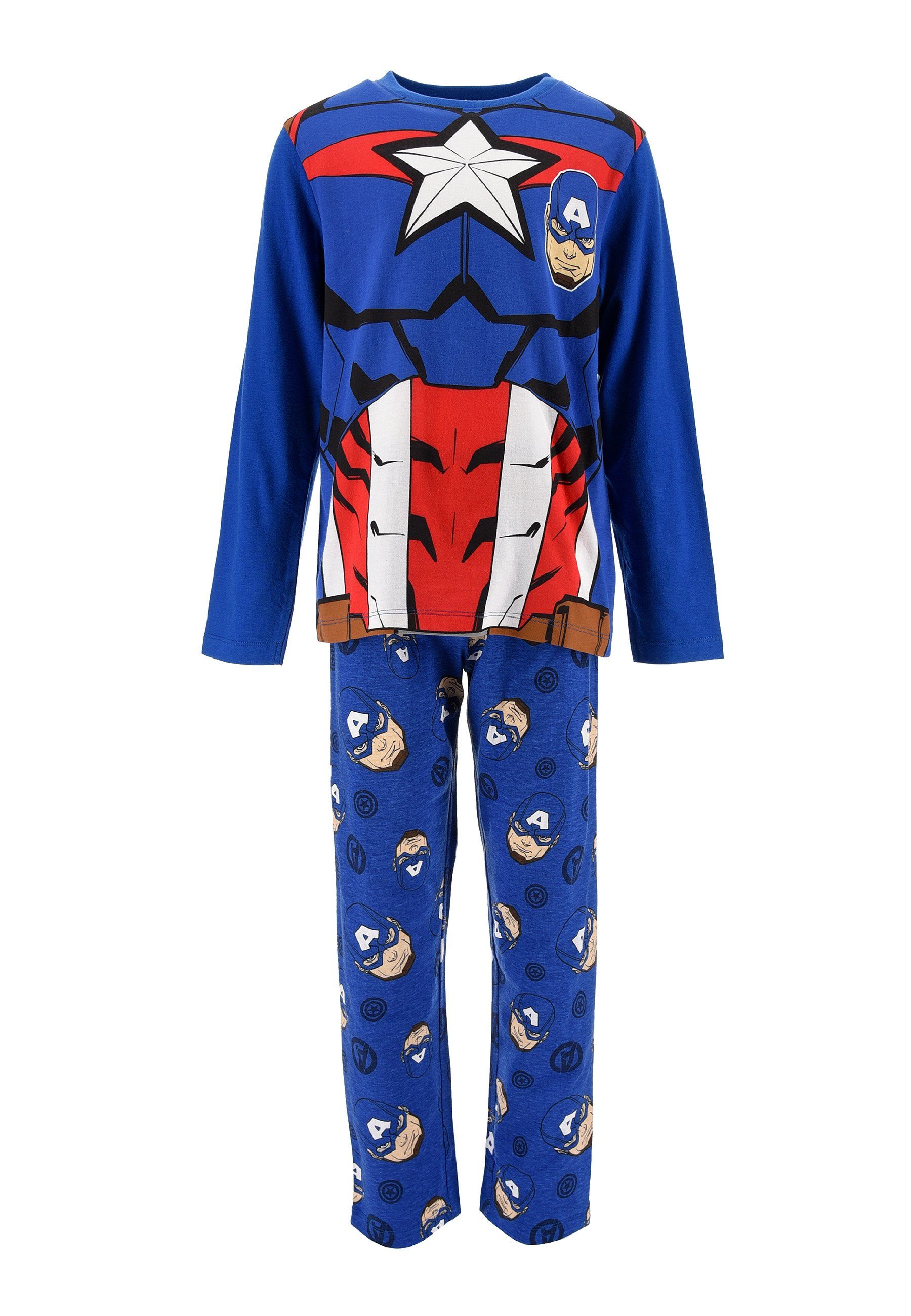 The AVENGERS Schlafanzug Hulk Captain America Kinder Jungen Pyjama langarm Nachtwäsche (2 tlg)