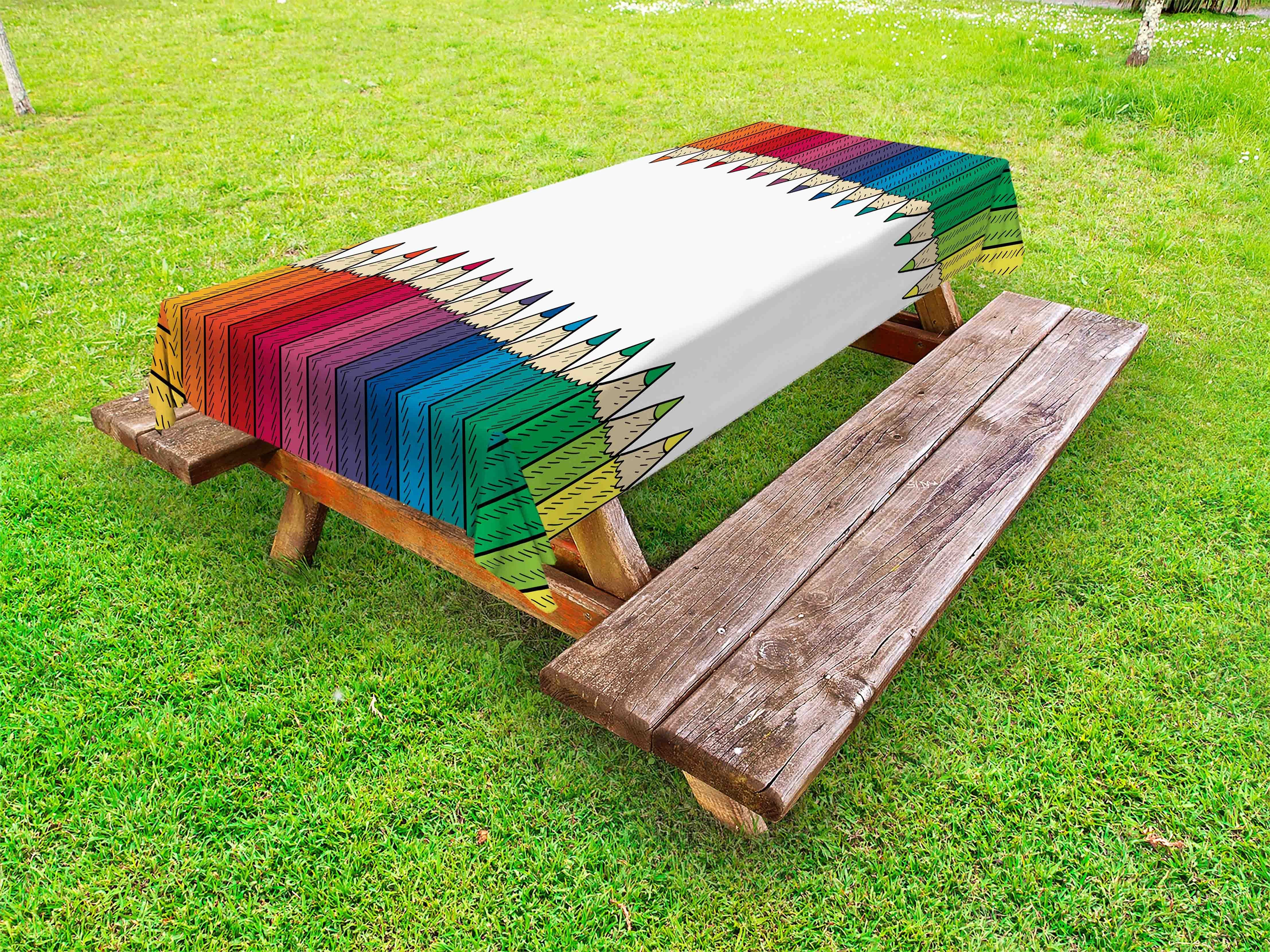 Abakuhaus Tischdecke dekorative waschbare Picknick-Tischdecke, Skizze-Kunst Farbton-Bleistifte Grafik