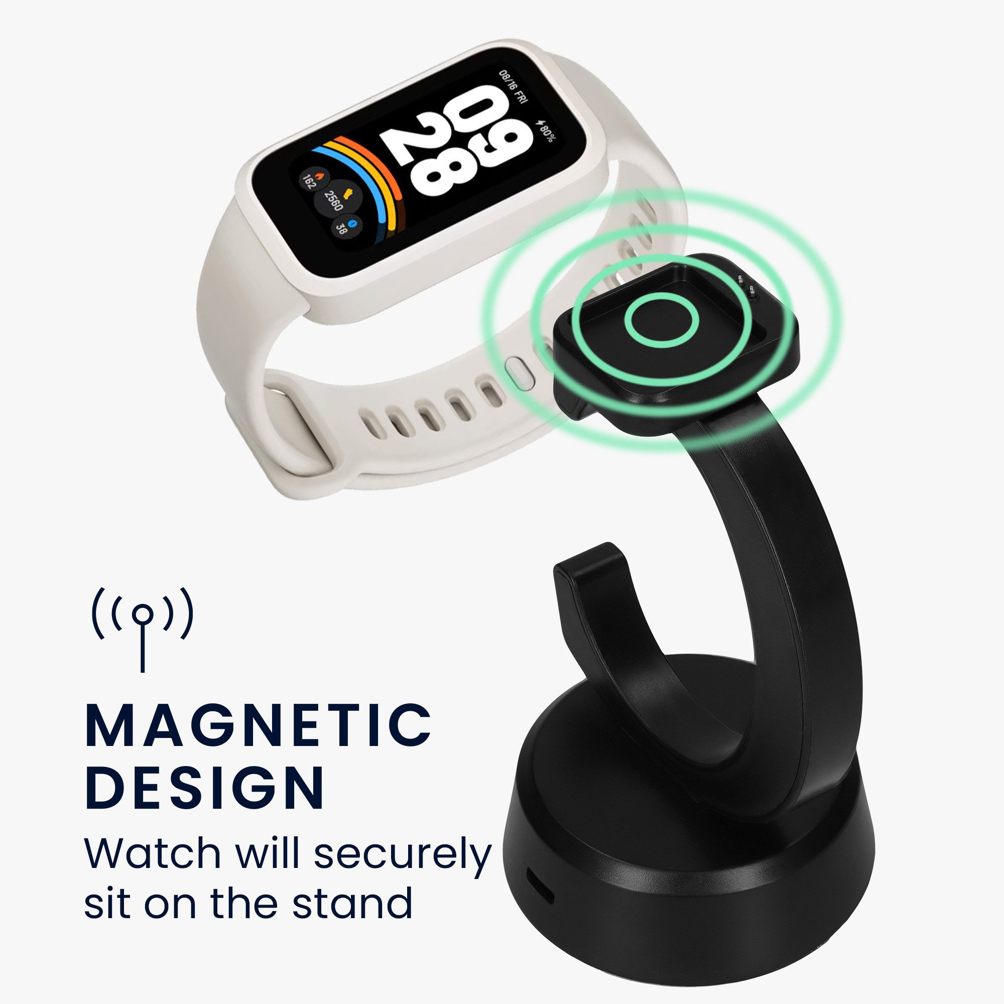 kwmobile USB Ladegerät für Xiaomi Mi Band 10 / Band 9 / 8 / 8Pro / Redmi Watch Smartwatch, 1-tlg., Smart Watch Ladestation - Ladekabel mit Standfunktion