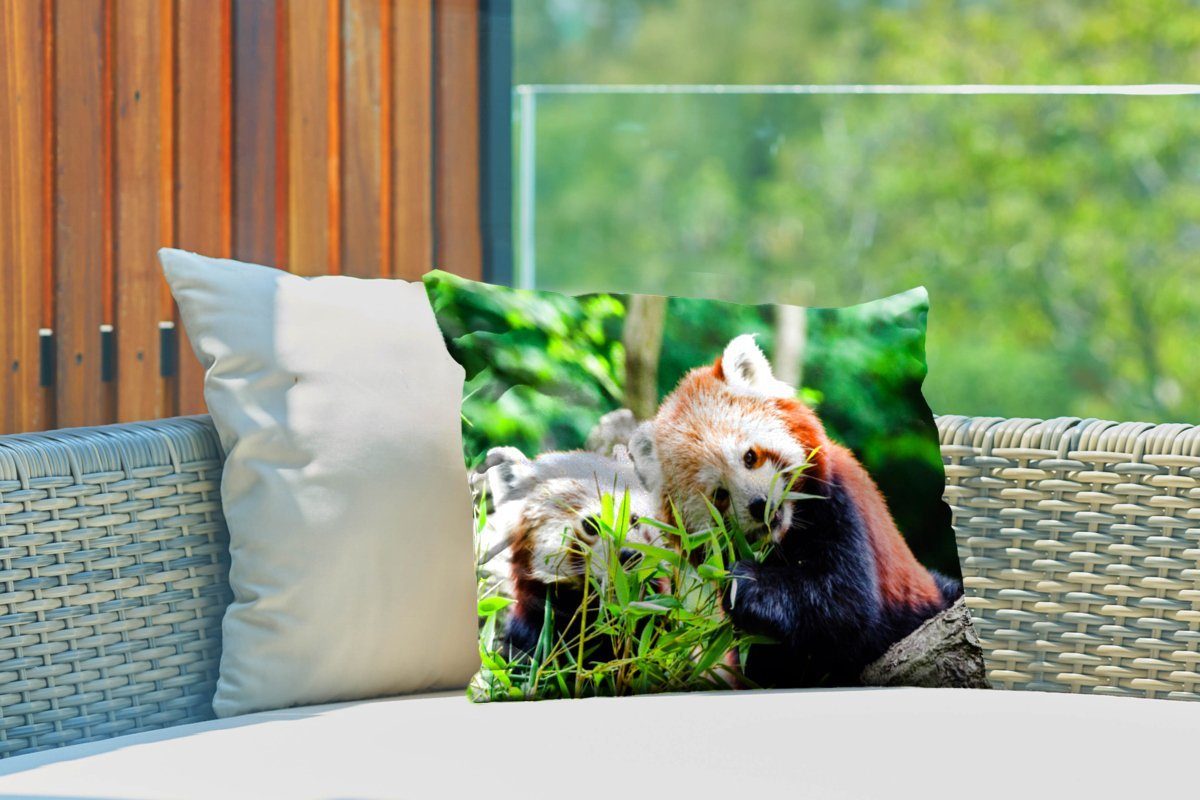 Kissenhülle Baumstamm, Roter MuchoWow Polyester, - - Panda Pflanzen Outdoor-Dekorationskissen, Dekokissen Dekokissenbezug,